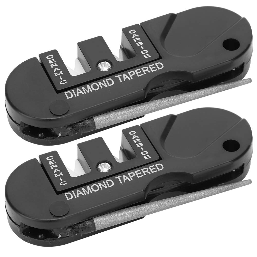 Premium Diamond Knife Sharpener - Portable 3-in-1 Sharpening Tool with Diamond, Ceramic & Alloy Rods - Perfect for Kitchen, Camping, Hunting and Outdoor Adventures