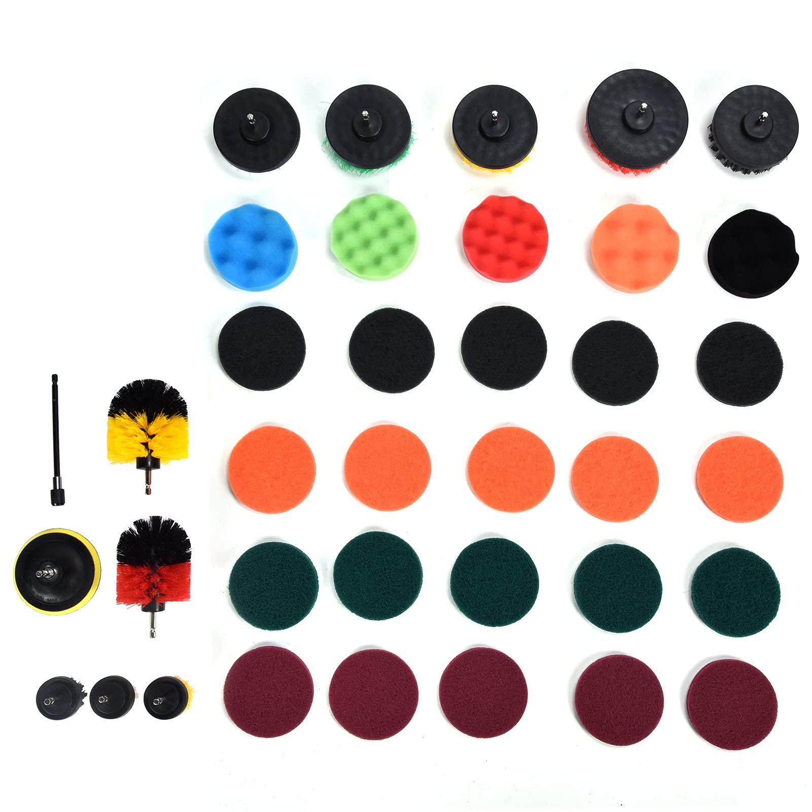 Power Drill Brush Attachments Set - 6PC Sponge Scrubber & Polishing Pads for Deep Cleaning Bathroom, Kitchen, Tile Grout & Sanitary Ware - Compatible with Most Electric Drills for Home & Car Detailing