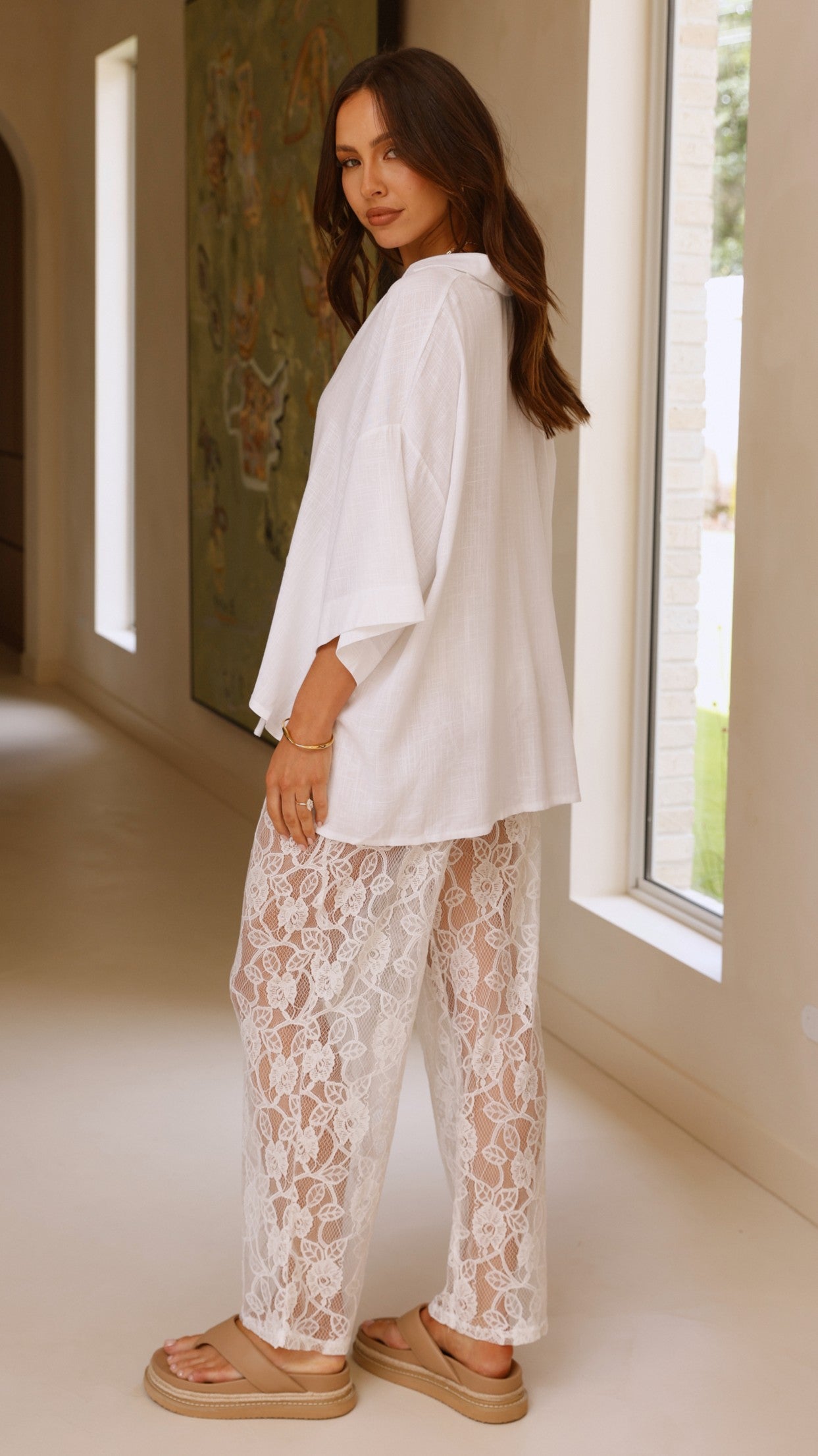 Baxter Pant White Lace - Elegant Women's Lace Pants for Casual Wear, Date Night & Special Occasions