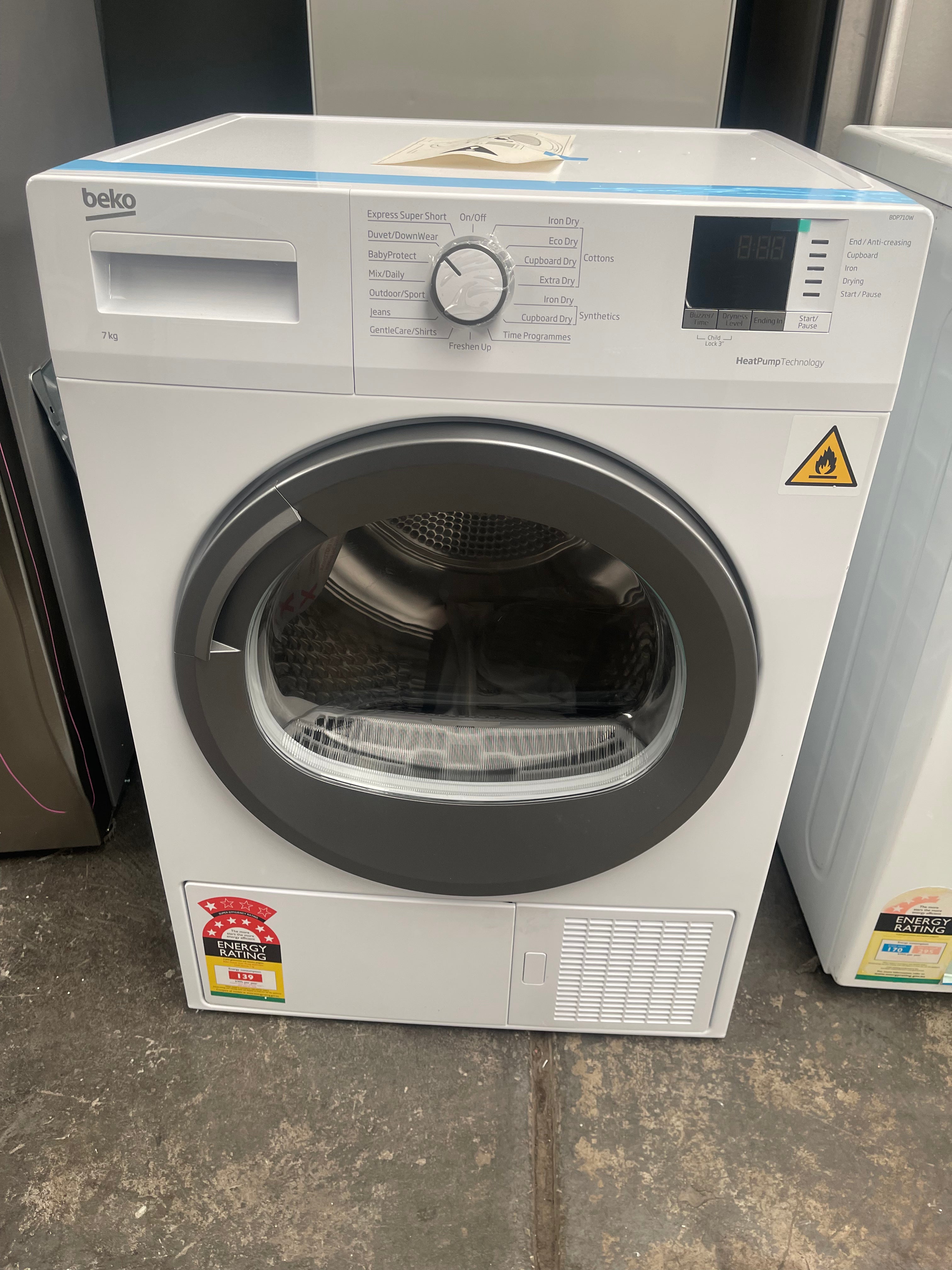 Beko BDP710W 7kg Heat Pump Dryer - Energy Efficient, Quiet & Gentle on Clothes | Factory Second Condition | Perfect for Apartments, Laundry Rooms & Small Spaces