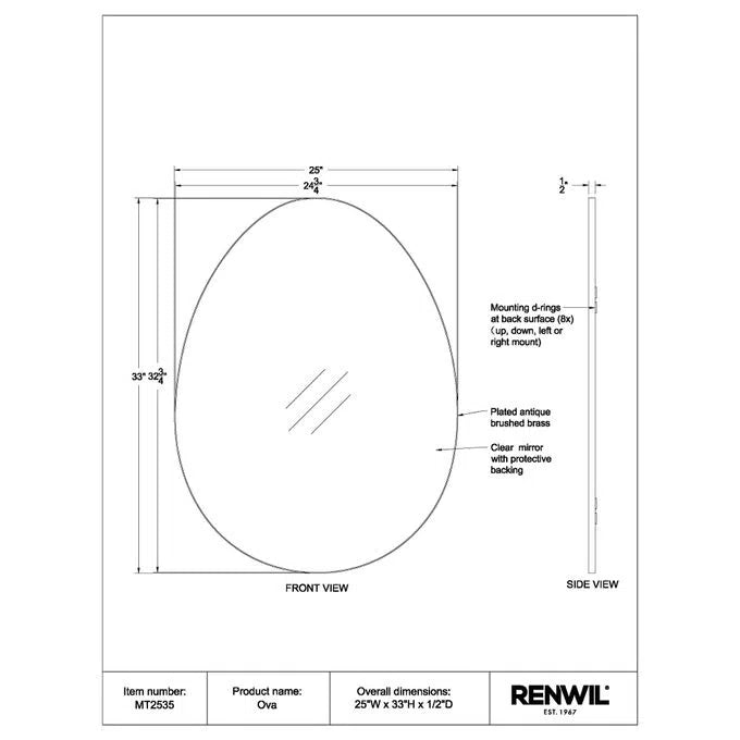 Ova Mirror - Full Length Wall Mirror with Adjustable Tilt, Shatterproof & Anti-Fog, Perfect for Bedroom, Living Room, Gym, and Dance Studio