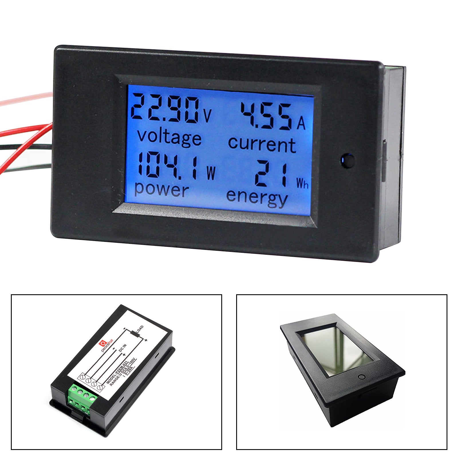 100A DC Digital Watt KWH Current Power Energy Meter with Ammeter Voltmeter 100V - Monitor Solar Panels, Batteries, and Electrical Systems