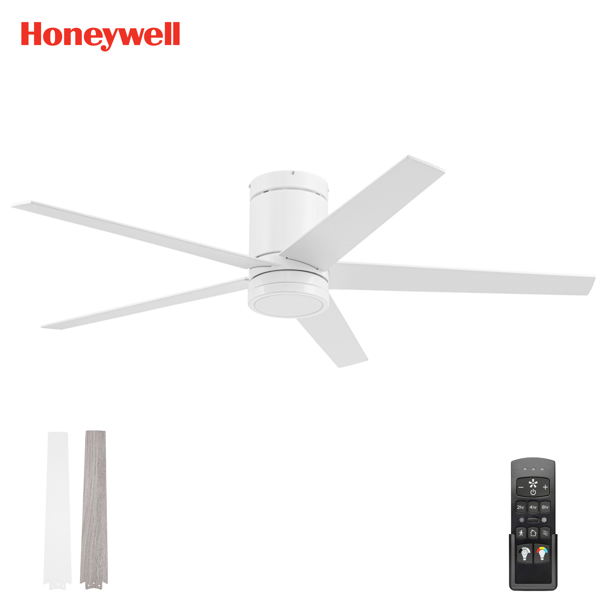 52 Inch Honeywell Graceshire White Ceiling Fan with Light Kit & Remote Control - Perfect for Living Room, Bedroom, and Outdoor Patio Cooling