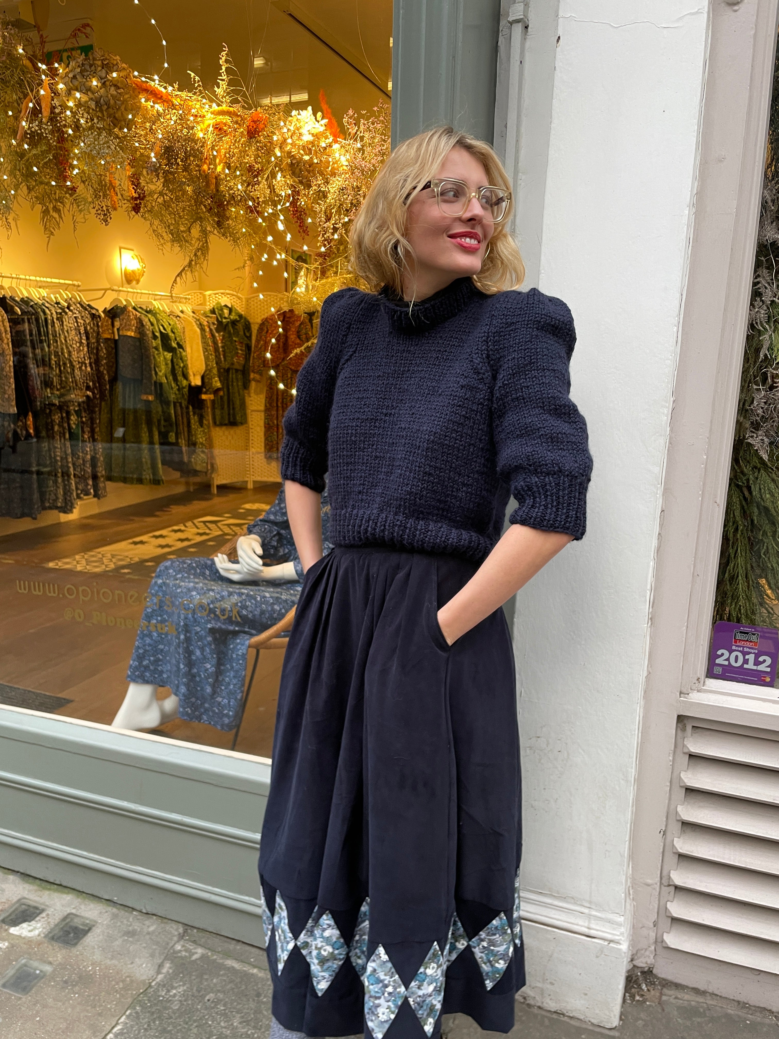 Greta Jumper Navy Blue Women's Knit Sweater - Cozy Winter Pullover for Casual Outfits & Office Wear