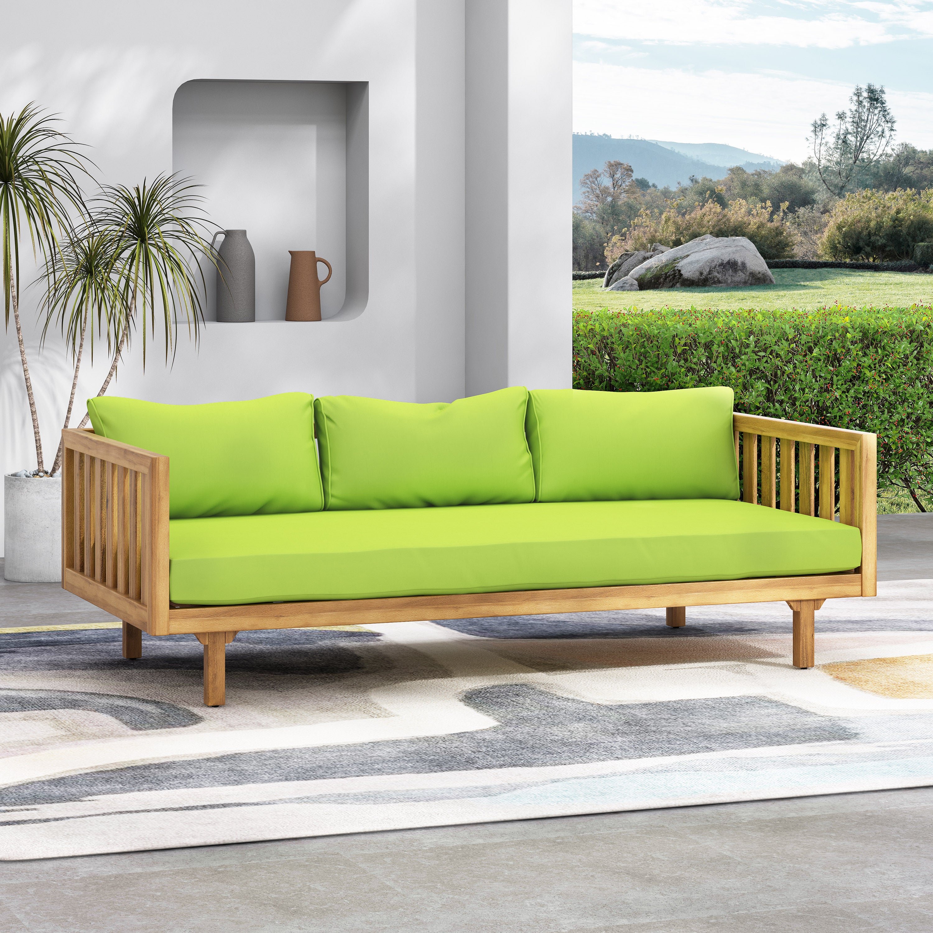 CLAREMONT 3-Seater Daybed - Modern Sofa Bed for Living Room, Guest Room & Patio - Comfortable Convertible Lounge Furniture for Small Spaces