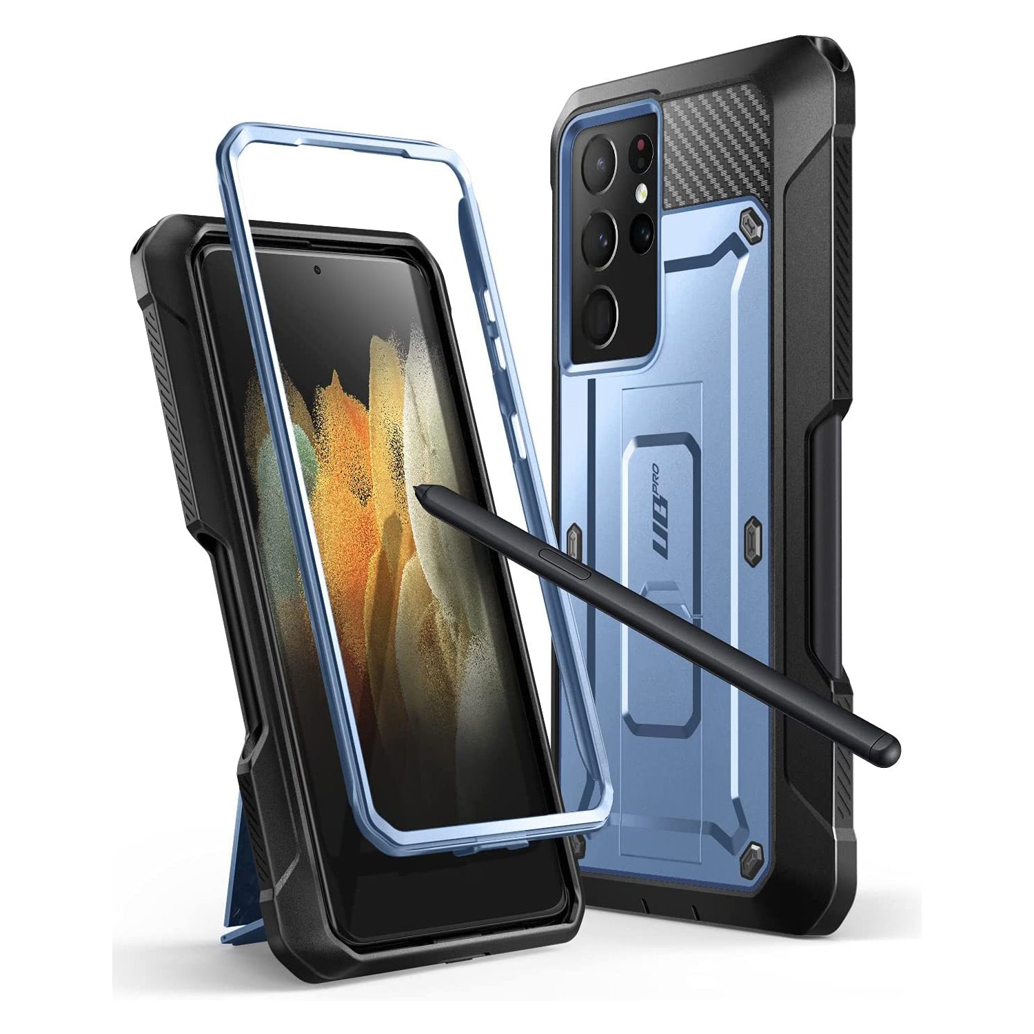 Samsung Galaxy S21 Ultra Unicorn Beetle Pro Rugged Case with S Pen Holder - Heavy Duty Protection, Shockproof & Scratch Resistant Cover for Galaxy S21 Ultra 5G - Metallic Blue | Perfect for Outdoor, Work & Extreme Sports