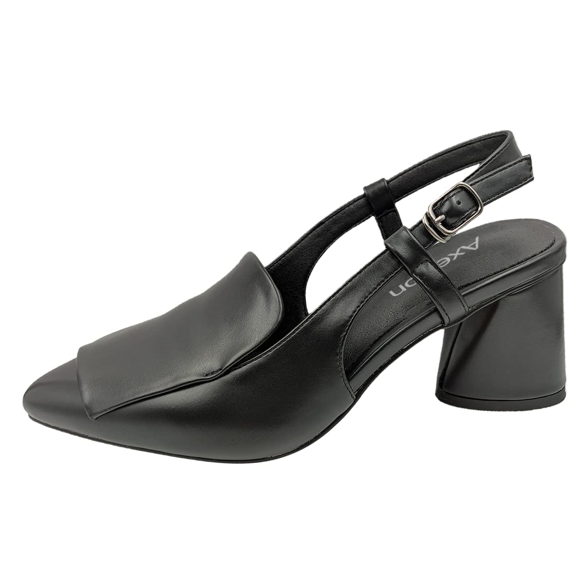 Axellion Women's Chunky Heel Sandals - Slingback Pointed Toe Pumps with Square Heel | Genuine Leather Dress Shoes for Party, Wedding & Office Wear | Comfortable & Stylish Women's Heels for Formal Occasions