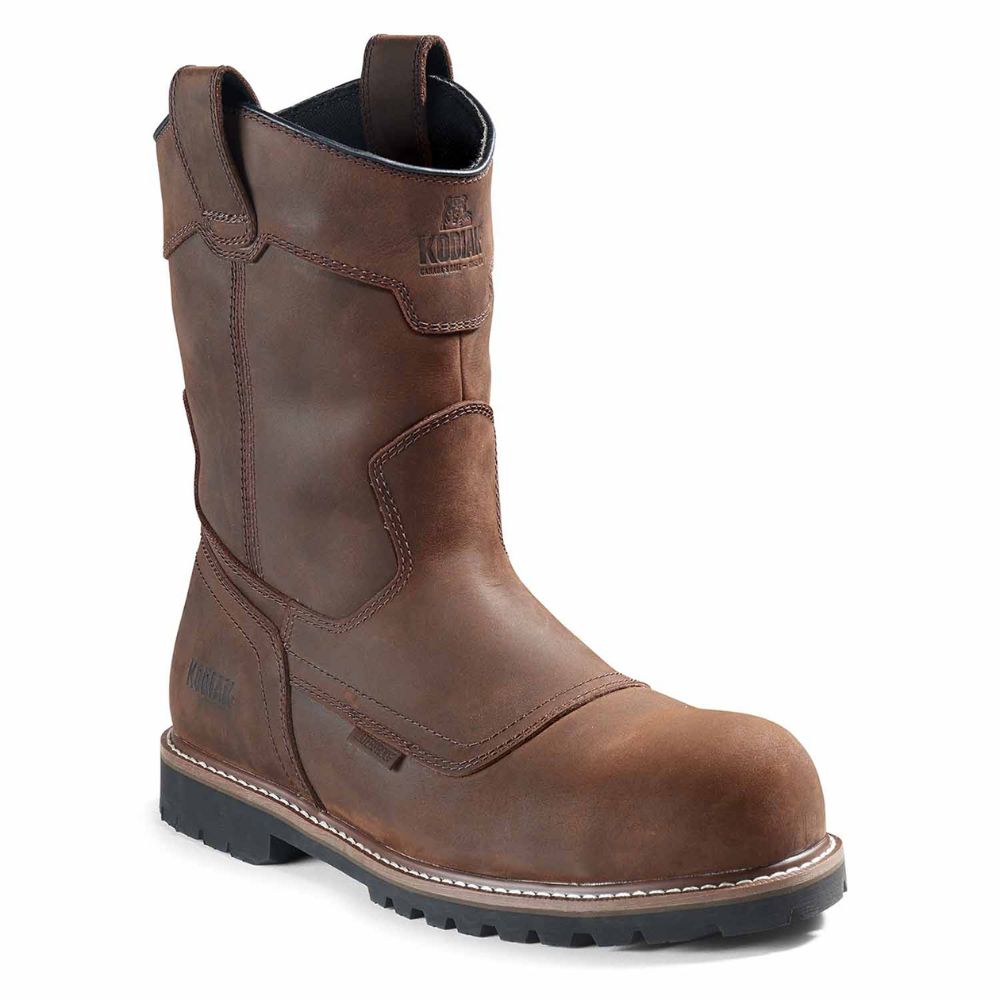 Kodiak McKinney Men's Waterproof Pull-On Composite Toe Work Boots - Safety Shoes for Construction, Hiking & Outdoor Work (Brown, KD0A4TERDBX)