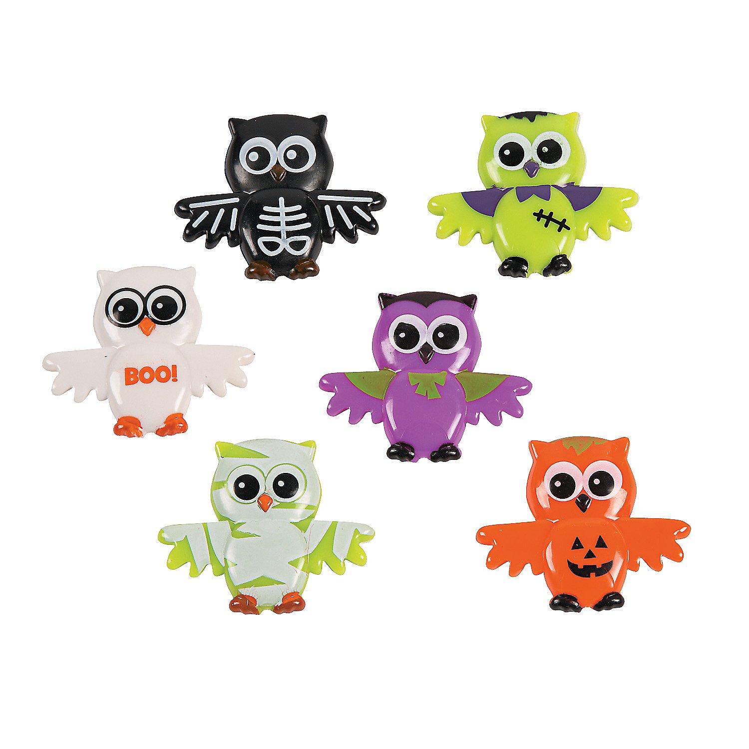 Fun Express Halloween Owls Vinyl Character Toys Set - 48 Piece Spooky Owl Figurines for Halloween Decorations, Party Favors & Collectibles