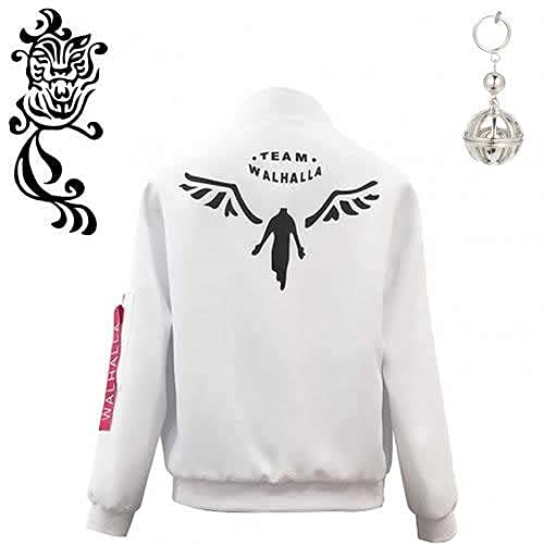 RJZMING Hanemiya Kazutora Cosplay Costume Set - Tokyo Revengers Anime Jacket with Zipper Hoodie & Accessories (Silver Earring, Large Size) | Perfect for Halloween, Comic Con, and Anime Themed Parties