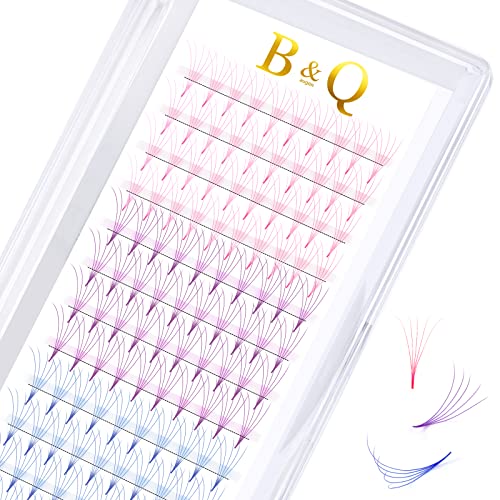 5D Colored Eyelash Extensions 0.07C-14mm Pointy Base Volume Lashes - Mix of 3 Colors (C/D Curl) for Dramatic Eye Makeup | Perfect for Parties, Weddings & Special Occasions