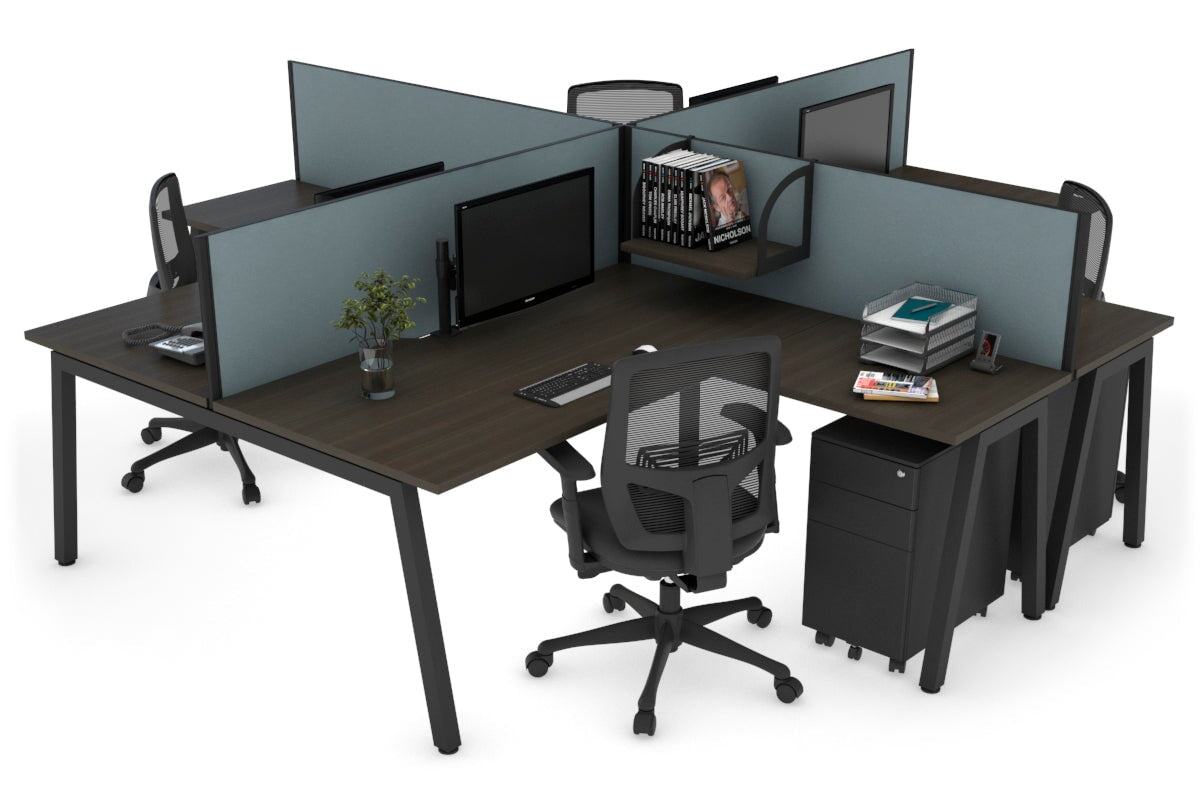 Quadro A Legs 4-Person Corner Workstation Desk - 1600L x 1800W with Cable Management - Modern Office & Home Workspace Solution for Professionals