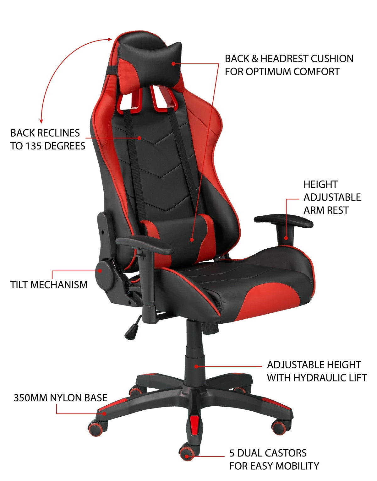 Premium Gaming Desk & Chair Set - Ergonomic Black/Red Gamer Setup for PC & Console Gaming - Perfect for Home Office & Streaming Stations