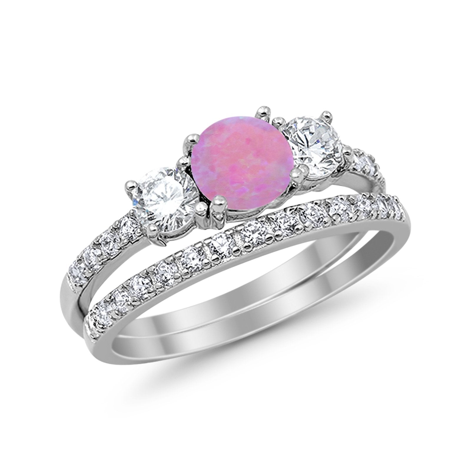 3 Stone Wedding Bridal Ring Set - 925 Sterling Silver Cubic Zirconia Engagement Rings for Women - Perfect for Proposals, Anniversaries & Special Occasions