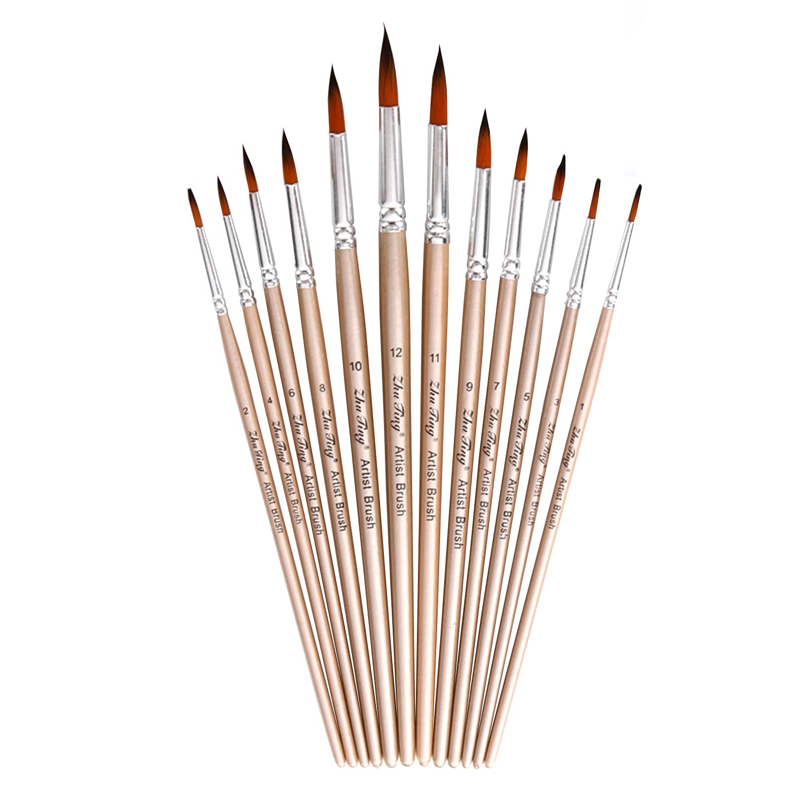 Aibesy 12-Piece Professional Paint Brush Set - Round Pointed Tip Nylon Hair Brushes for Acrylic, Watercolor, Gouache & Oil Painting - Perfect for Artists, Beginners & Hobbyists - Ideal for Canvas, Paper & DIY Art Projects