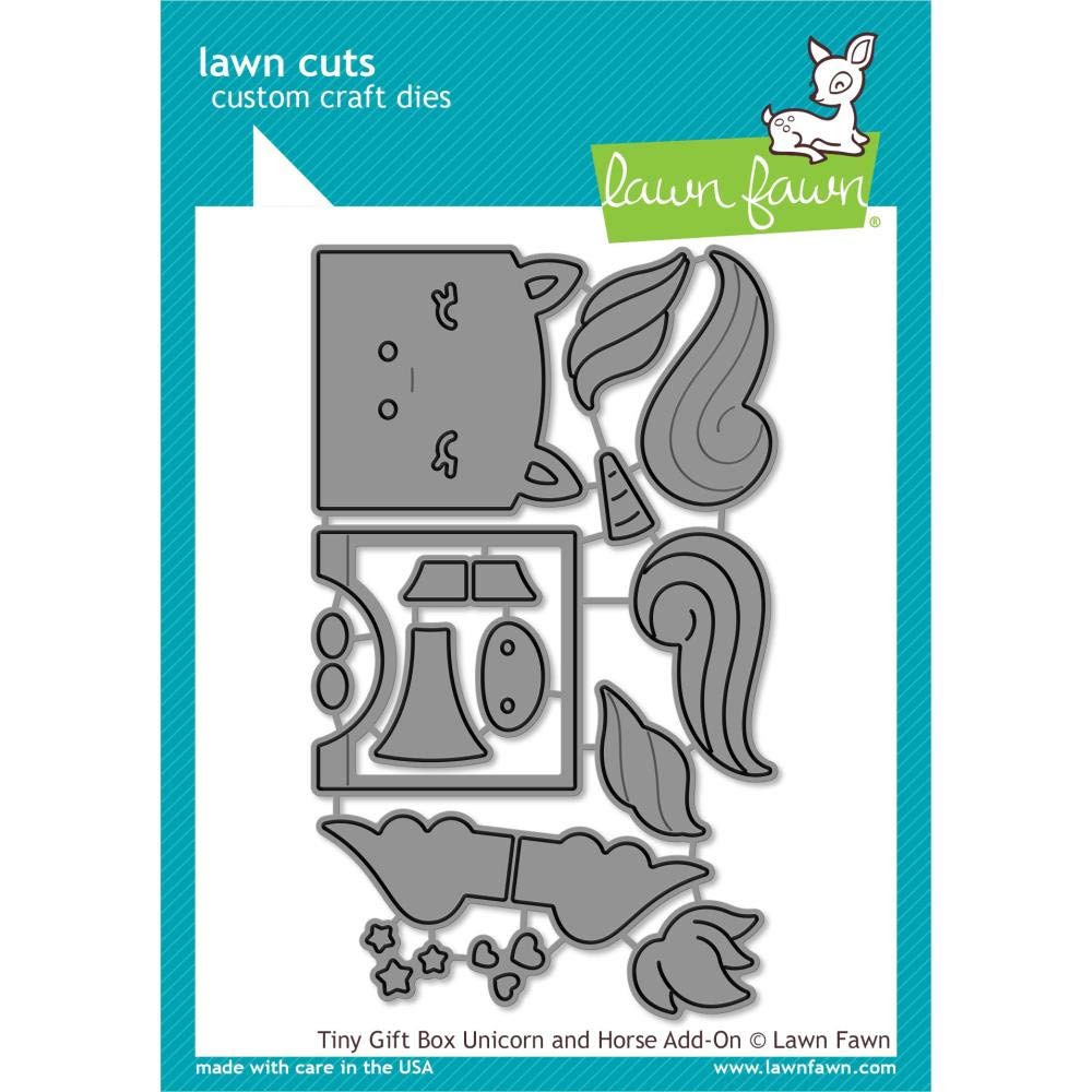 Lawn Fawn Tiny Gift Box Add-ons - Unicorn or Horse and Bee - 2 Piece Set for DIY Greeting Cards, Scrapbooking & Party Favors