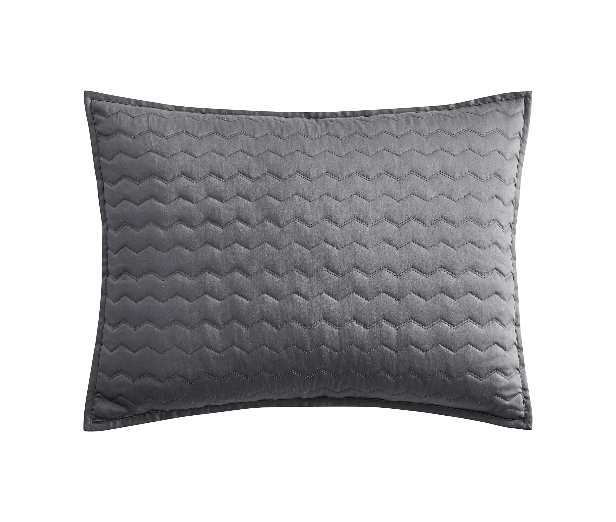 Vera Wang Queen Quilt Set - Luxury 100% Cotton Bedding Set with Matching Shams, Modern Herringbone Charcoal Grey Comforter for Master Bedroom & Guest Room Decor