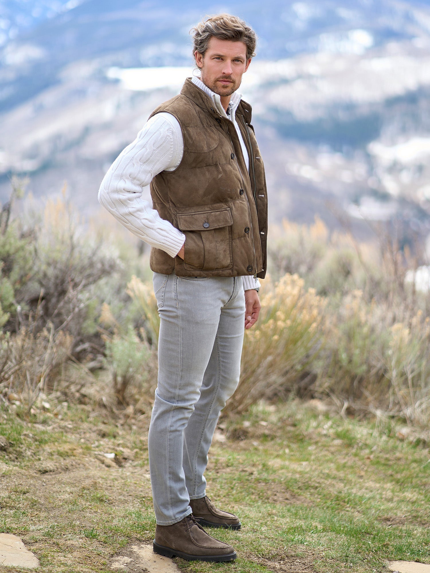 Ian Suede Field Vest for Men - Lightweight Outdoor Hunting Jacket with Multiple Pockets - Perfect for Camping, Hiking & Casual Wear