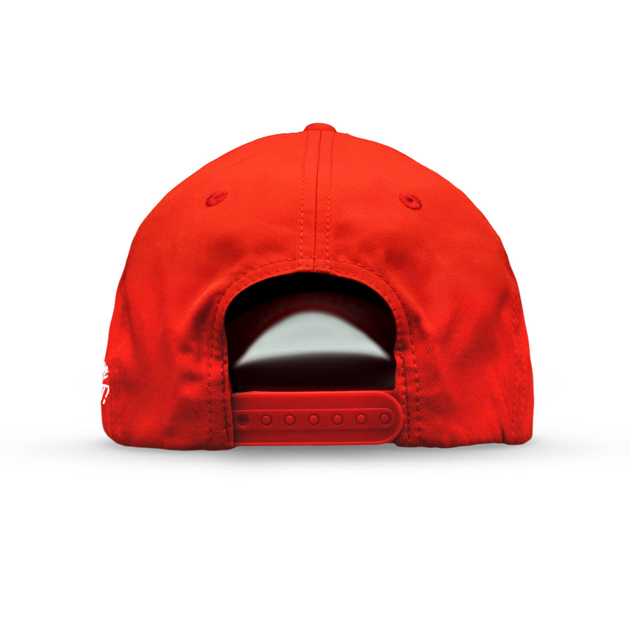 VT Lion Shield Logo Future Looks Bright Red & White Snapback Hat - Stylish Baseball Cap for Men & Women - Perfect for Sports, Outdoor Activities and Street Fashion