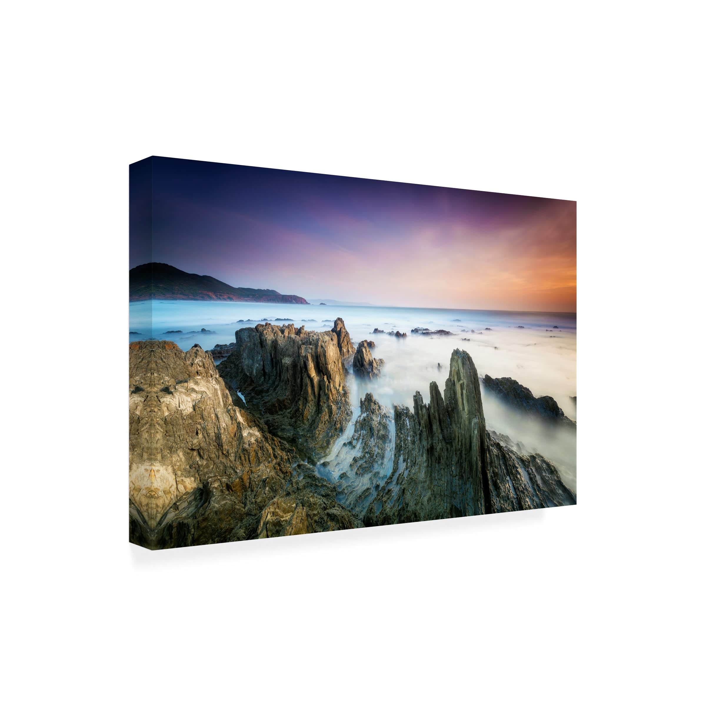 Trademark Fine Art 'Sunset' Canvas Wall Art by Daniele Atzori - Stunning Landscape Painting for Living Room, Bedroom & Office Decor