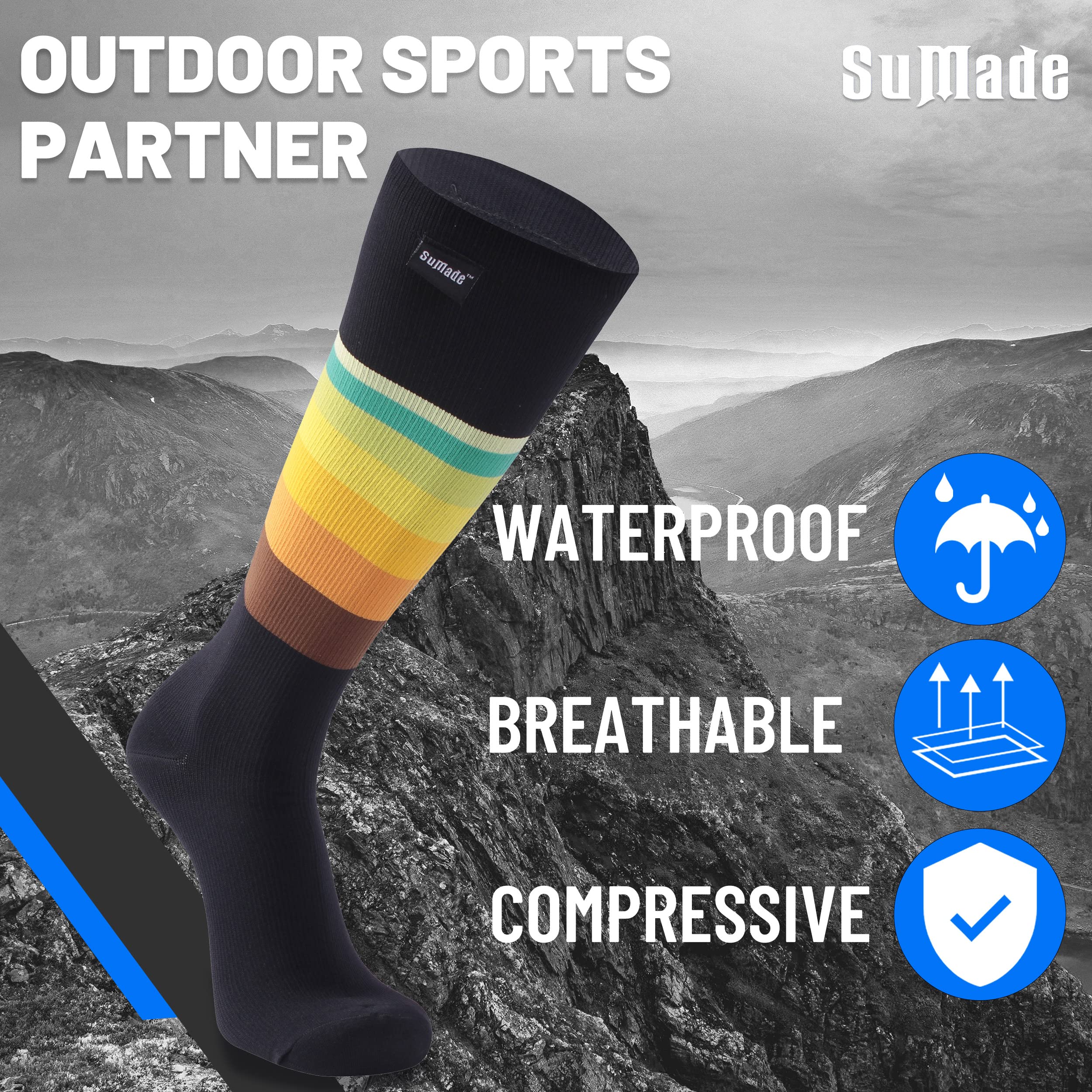 Waterproof Knee High Socks for Men & Women - Breathable Hiking, Kayaking, Fishing & Outdoor Sports Socks (1 Pair) - Stay Dry During Rainy Adventures & Water Activities