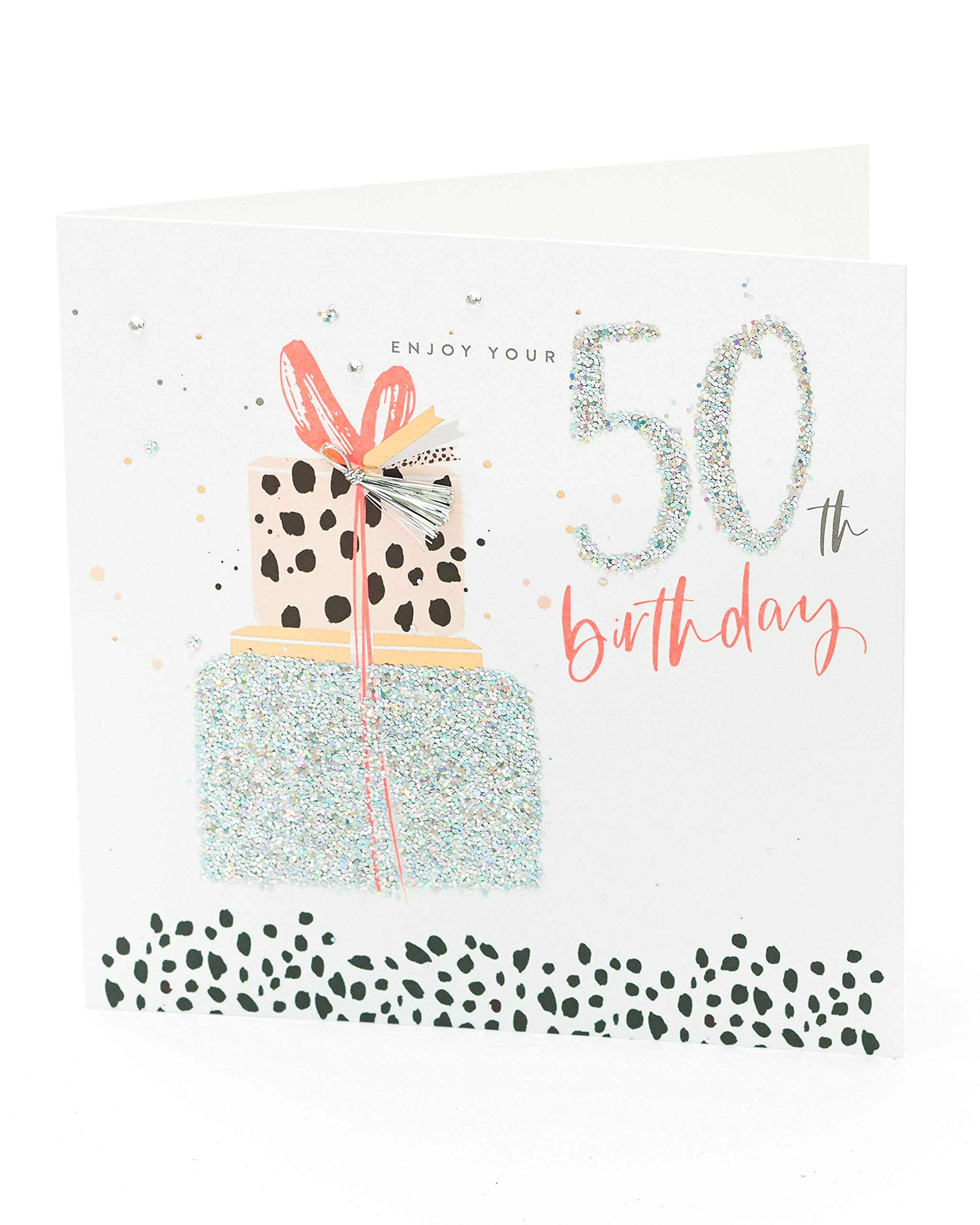 UK Greetings Age 50 Foiled Finish 50th Birthday Card - Elegant Golden Anniversary Present (646186-0-1) - Perfect for Milestone Celebrations & Gift Giving