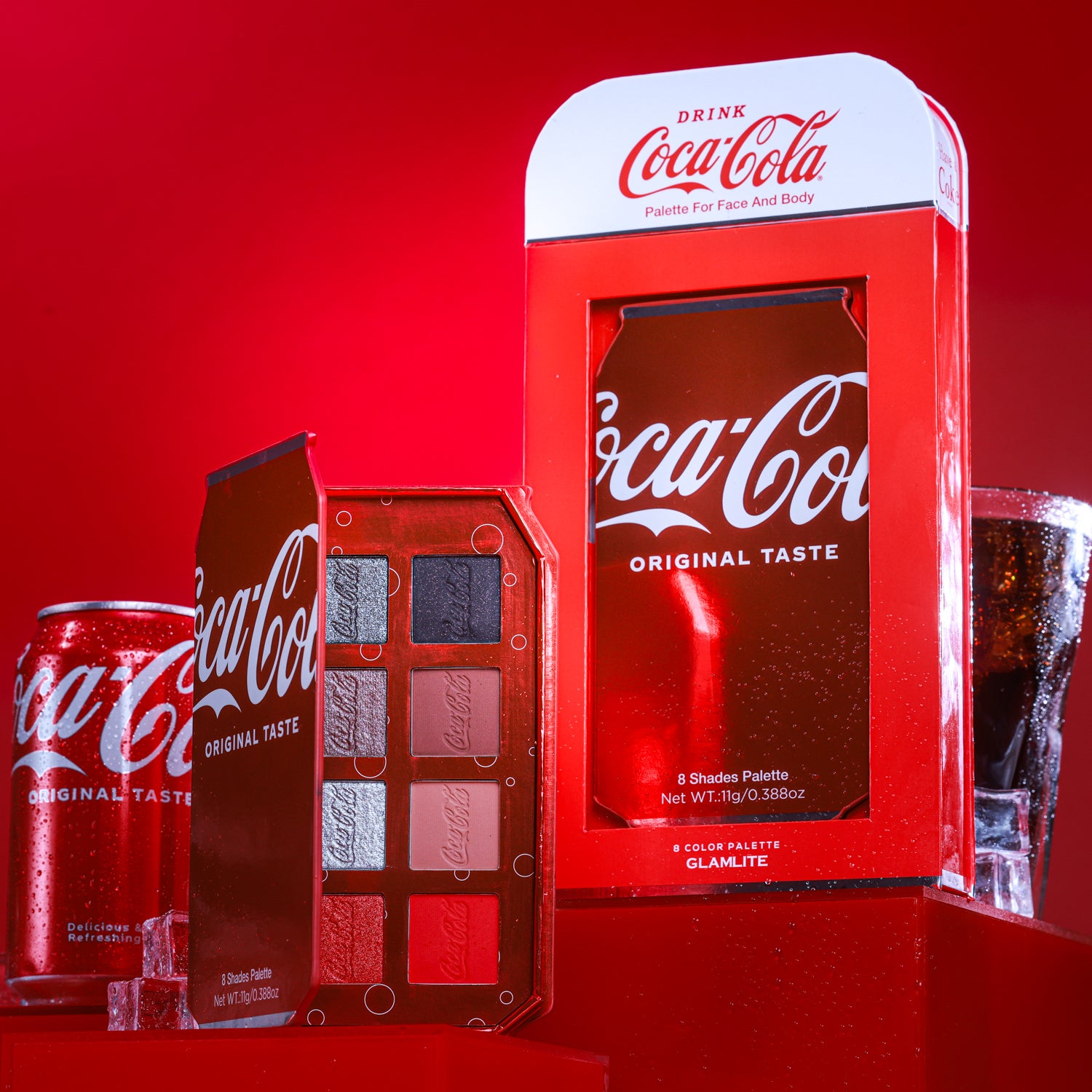 Glamlite Coca Cola Original Eyeshadow Palette - 18 Vibrant Colors, Highly Pigmented, Vegan & Cruelty-Free Makeup for Everyday Wear & Party Looks