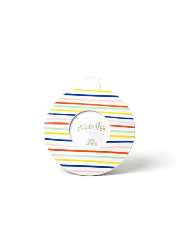 Happy Line Up Mini Round Frame by Happy Everything - Cute Small Round Picture Frame for Photos, Wall Decor, and Gifts - Perfect for Home, Office, and Nursery Decorations
