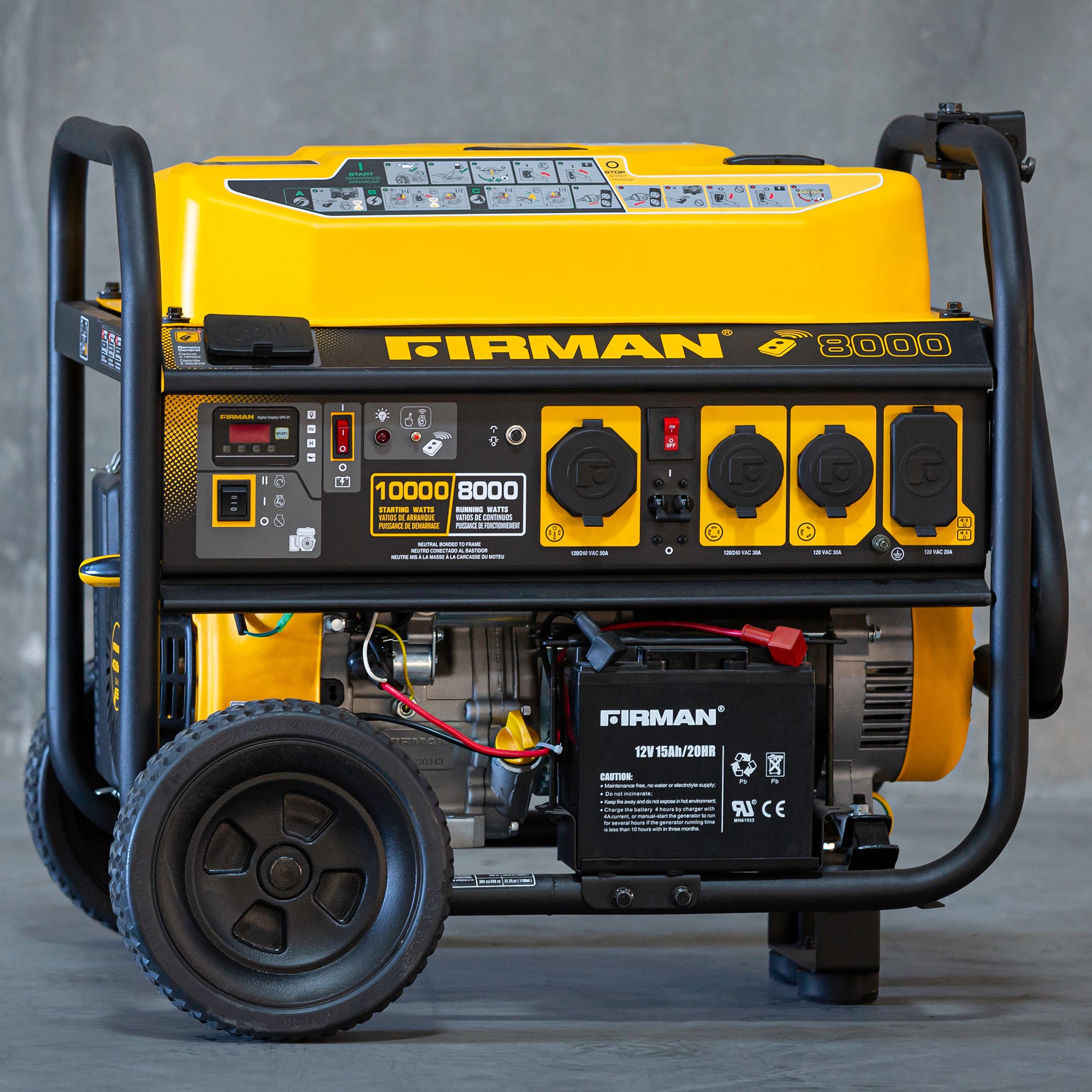 10000W Portable Gas Generator with Remote Start - Dual Voltage 120V/240V - Perfect for Home Backup Power, Camping & Outdoor Activities