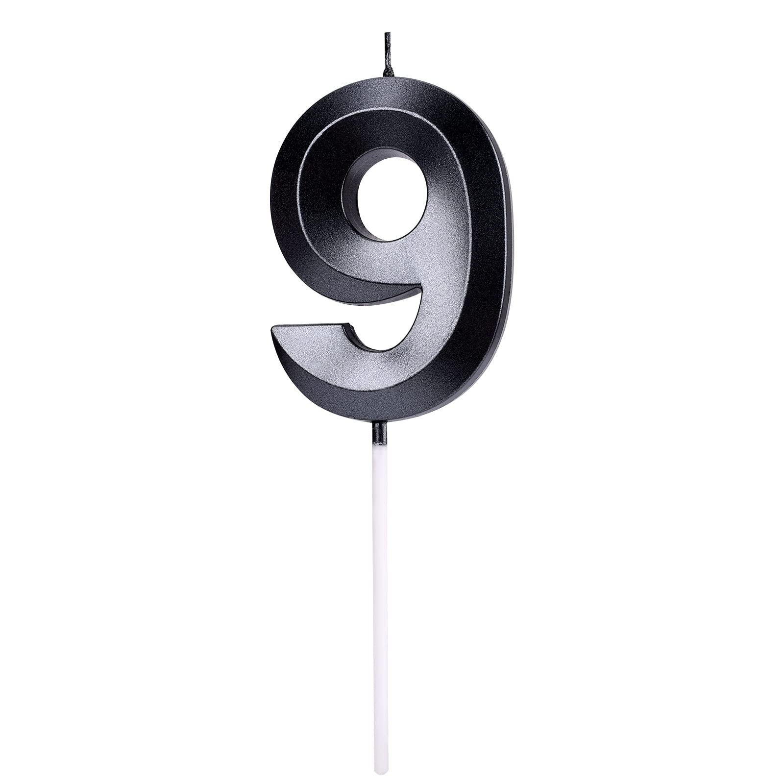 AIEX 2.76 Inch 3D Number Birthday Candles for Cake - Large Cake Topper Decoration for Birthday Parties, Weddings, Anniversaries & Graduations (Black, Number 9) | Perfect for Celebration Cakes, Cupcakes & Desserts