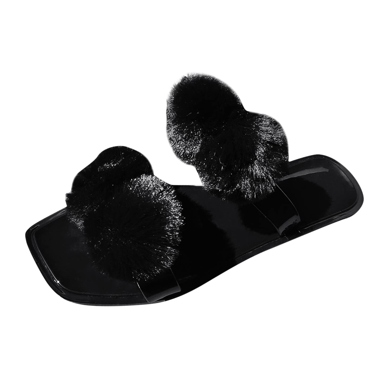 Women's Plush Open-Toe House Slippers - Soft Flat Summer Slippers for Women in Large Sizes | Comfortable Home & Lounge Wear for Relaxation