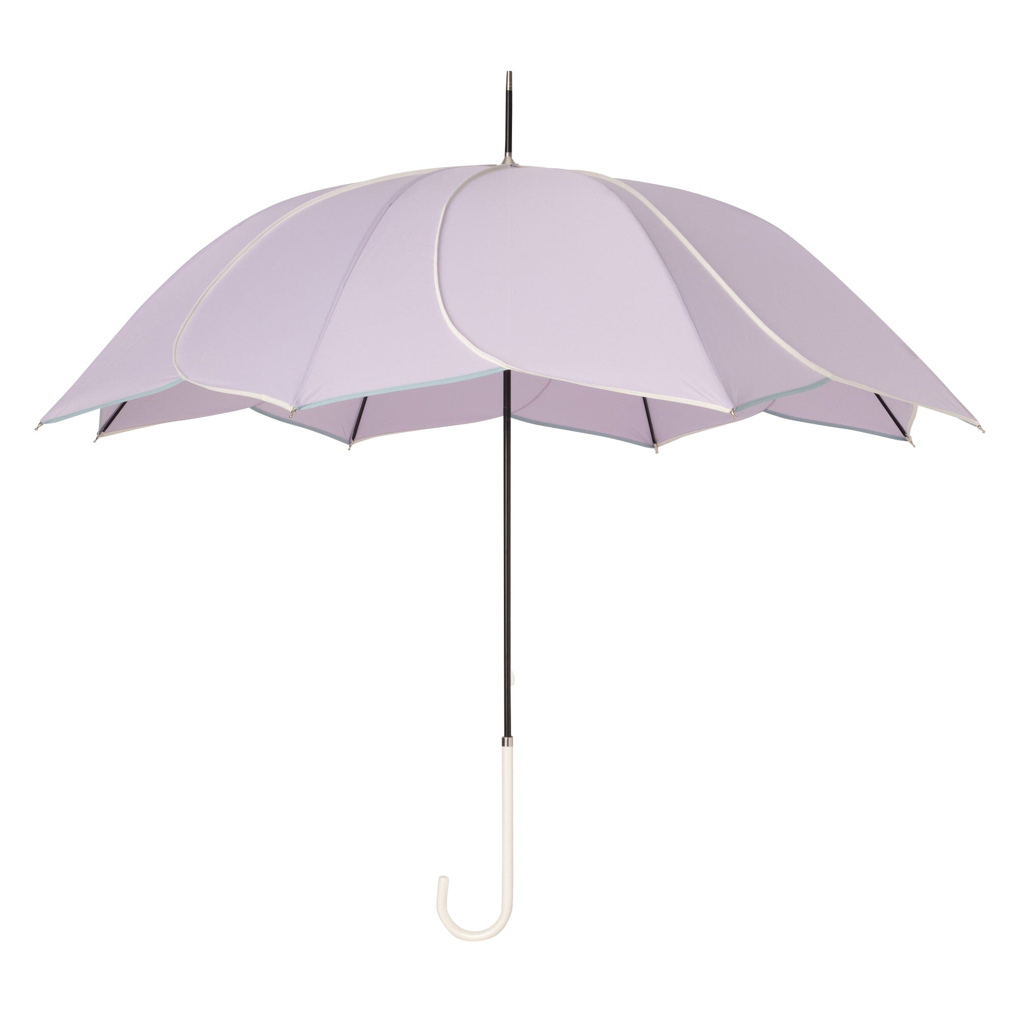 Bicolor Purple and White Piping Umbrella - 58cm Windproof Compact Folding Umbrella for Women & Men - Perfect for Rainy Days, Outdoor Events, and Travel