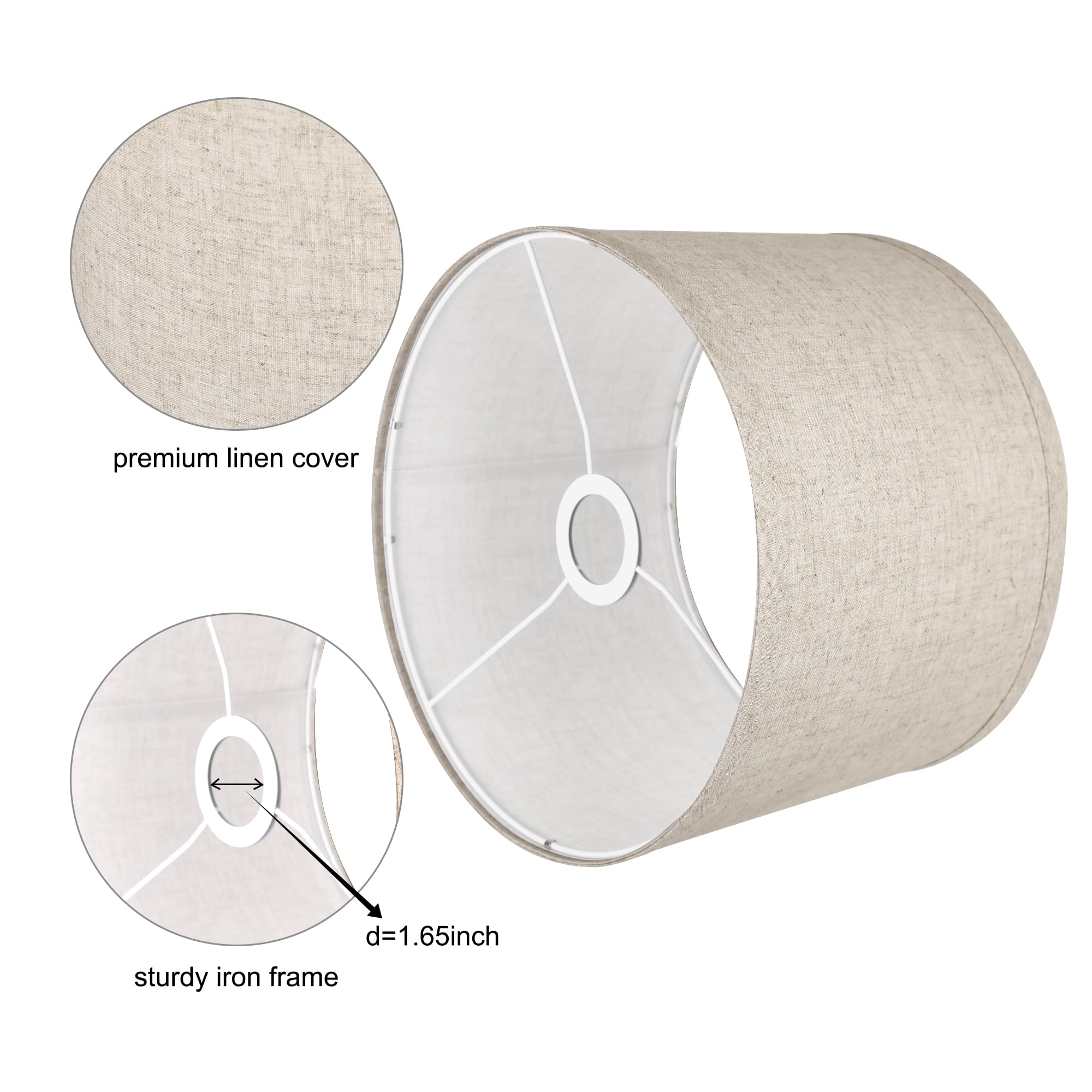 11x11x8 Inch DIY Fabric Drum Lampshade - Classic Modern Linen Shade with Spider Fitter for Floor, Table & Bedside Lamps (Beige) | Perfect for Living Room, Bedroom & Office Lighting