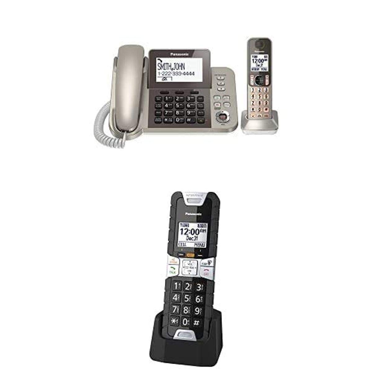 Panasonic KX-TGF350N DECT 6.0 Corded/Cordless Landline Phone with KX-TGTA61B Rugged Handset - Home & Office Communication Solution for Reliable Calls