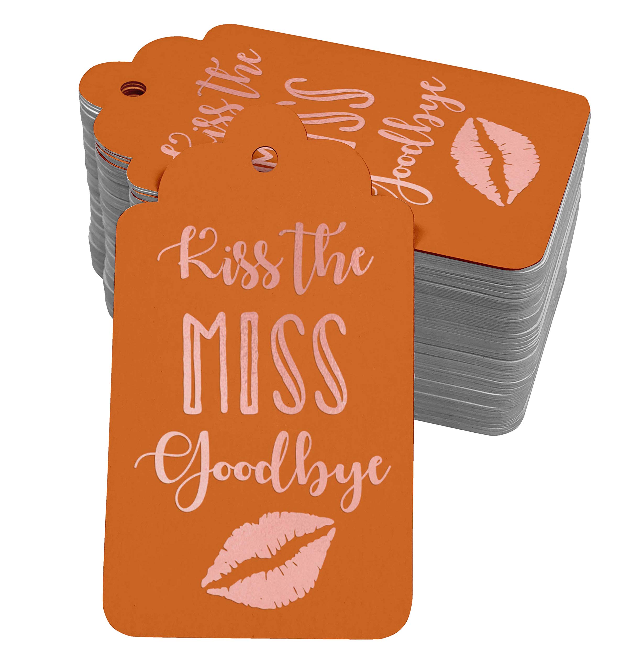 Rose Gold Foil Paper Hang Tags - 100 Pack Bridal Shower Favor Tags for Wedding Decorations, Party Favors & DIY Crafts - Elegant 