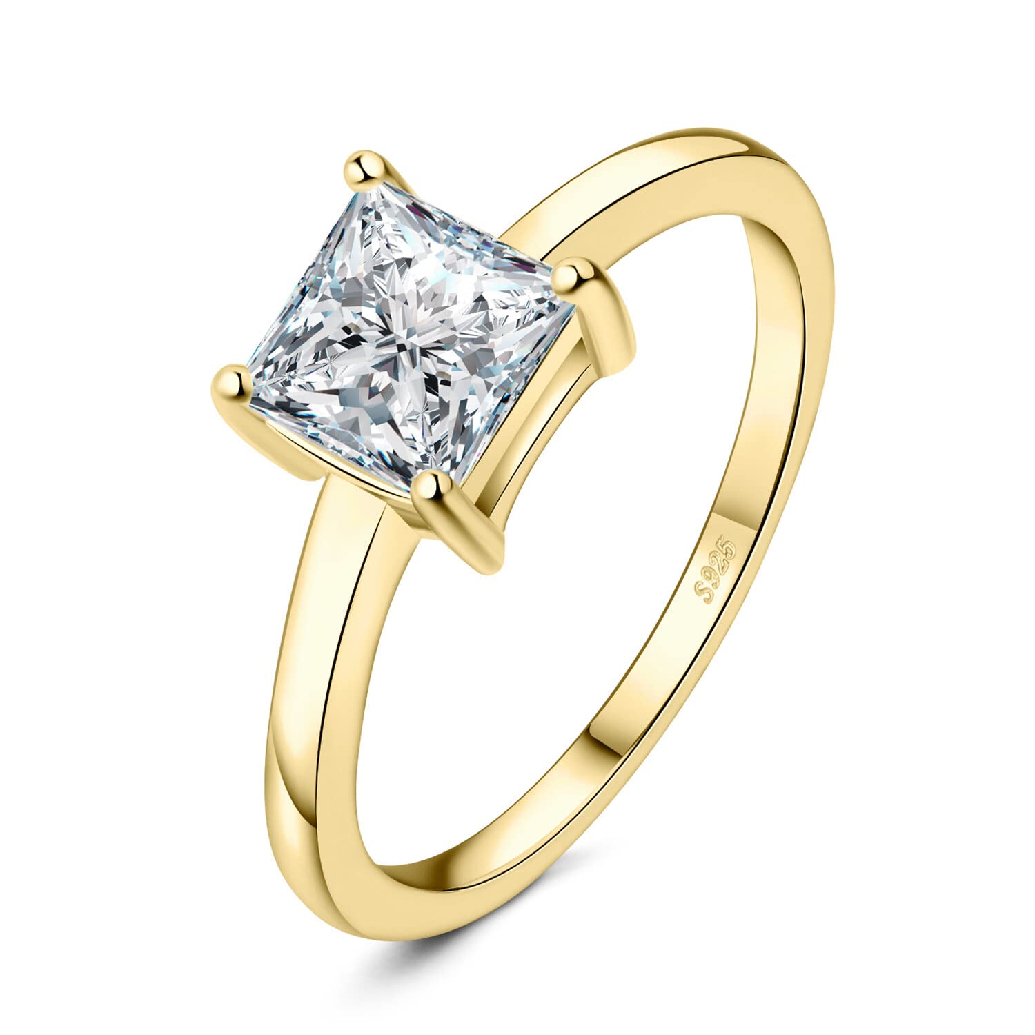 1ct Cubic Zirconia Solitaire Engagement Ring for Women - 925 Sterling Silver Square Promise Wedding Band Set, Simulated Diamond Anniversary Jewelry Gift for Her | Proposal, Valentine's Day, Anniversary Celebration