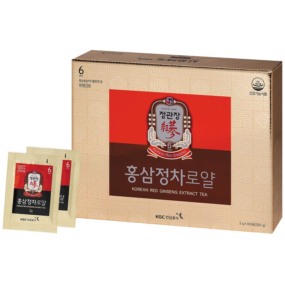 Premium Korean Red Ginseng Extract Tea - KGC CheongKwanJang 42% Ginseng (3g x 100 Tea Bags) - Energy Boost & Immunity Support for Busy Professionals & Students