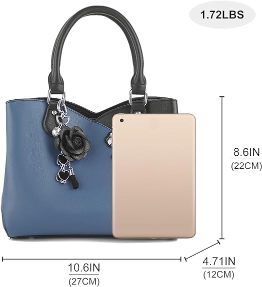 ELDA Women's Embroidery Handbags - Top Handle Purse, Satchel, Shoulder Bag, Messenger Tote & Crossbody Bag for Work, Travel & Daily Use