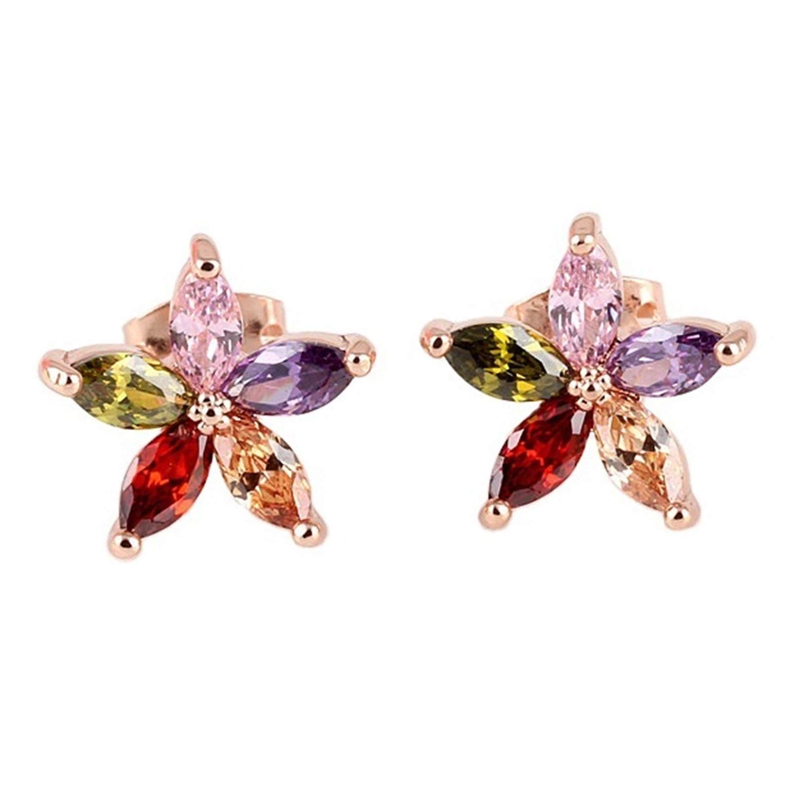 Elegant Cubic Zirconia Flower Stud Earrings - Hypoallergenic Nickel-Free Dainty Jewelry for Women & Girls | Perfect for Weddings, Parties & Everyday Wear