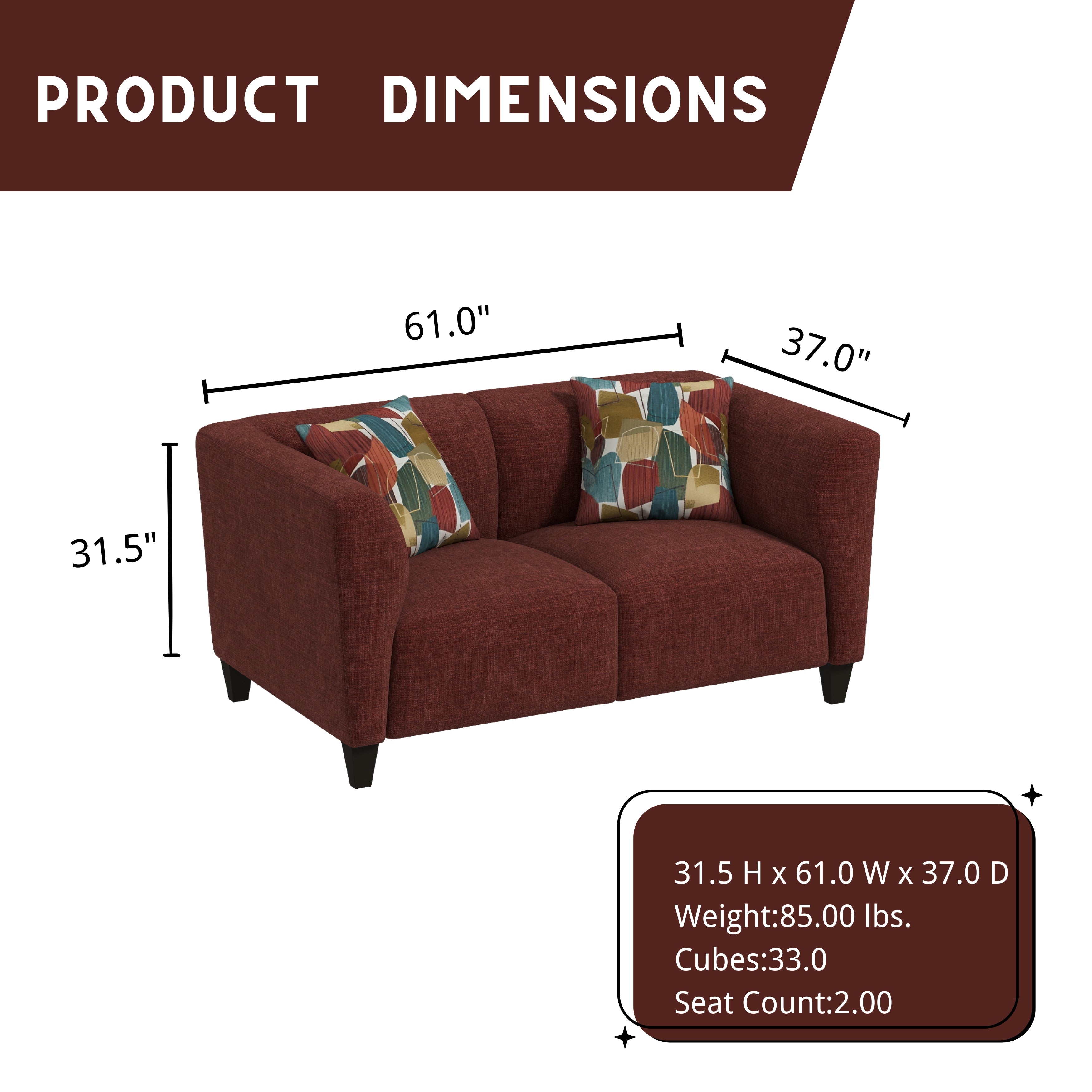 Roundhill Furniture Della Upholstered Sofa and Loveseat Set - Modern Living Room Furniture for Small Spaces | Perfect for Apartments, Condos & Cozy Homes