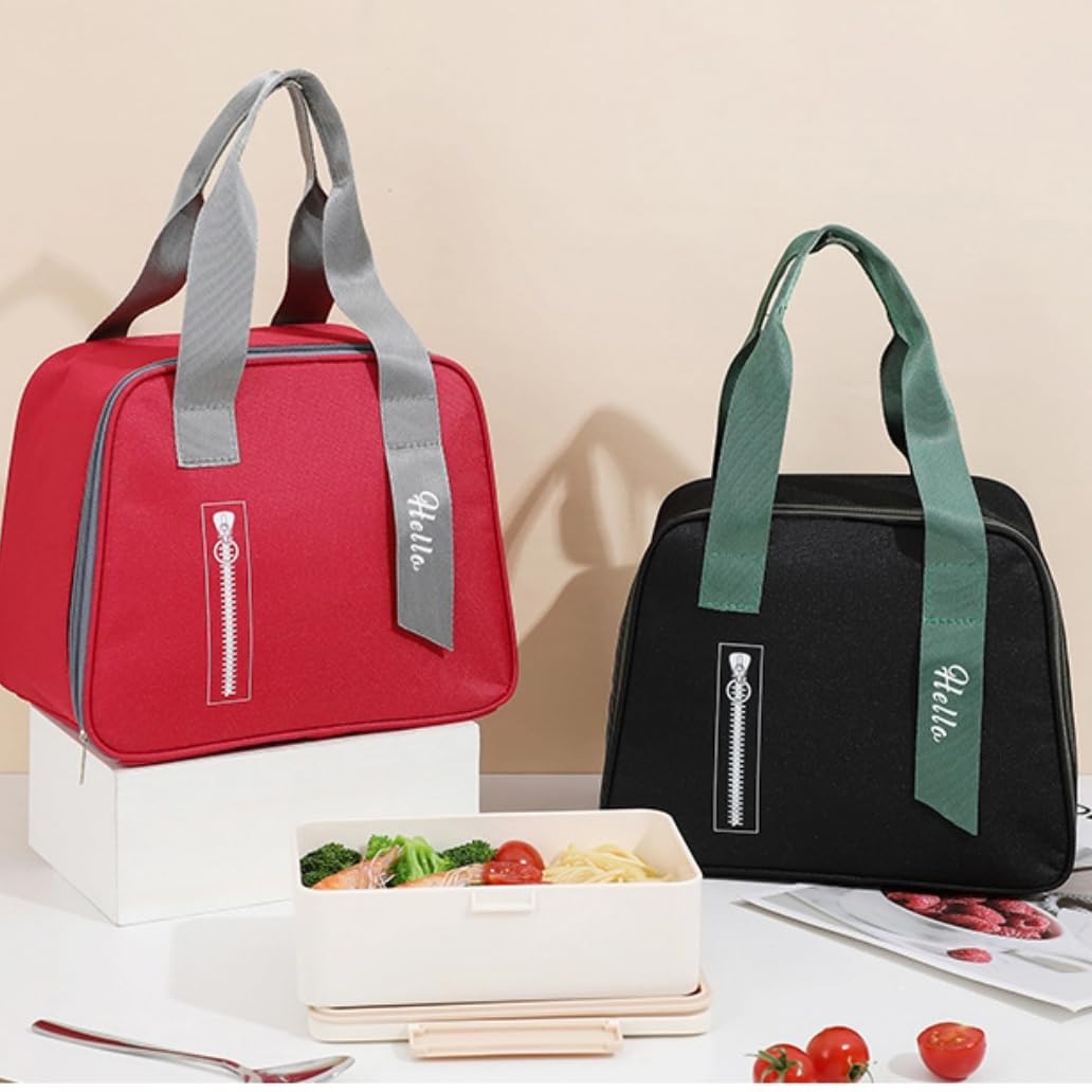 **Insulated Reusable Lunch Box - Leak-Proof Bento Cooler Bag for Men & Women - Perfect for Work, School & Outdoor Activities (Red)**