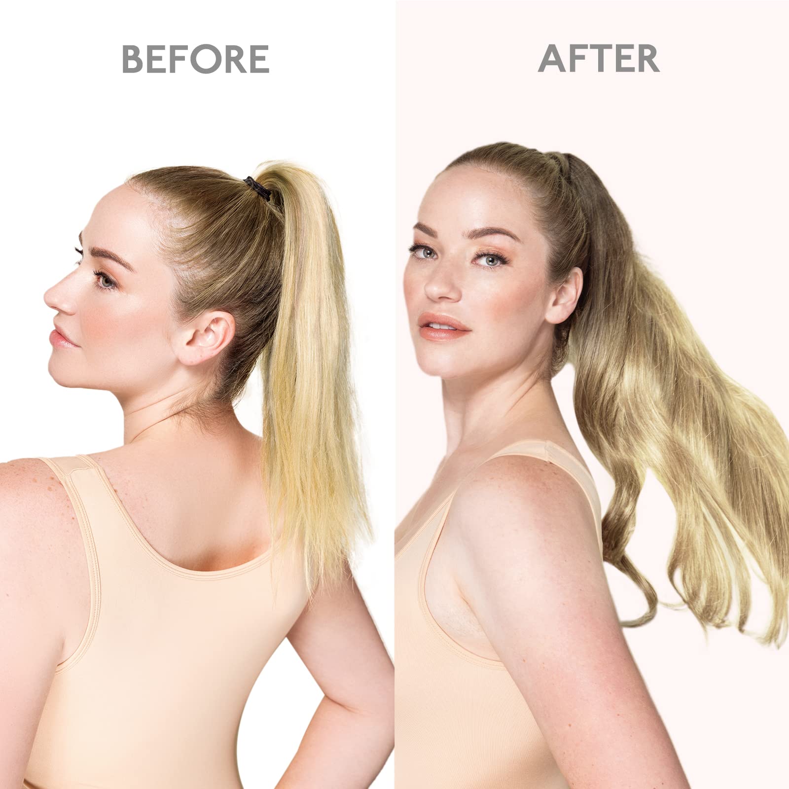 20 Inch WENNALIFE Ponytail Hair Extension - 90g Human Hair Clip-in Wrap Around (Walnut Brown to Ash Brown & Bleach Blonde) | Remy Human Hairpieces for Women | Perfect for Parties, Weddings & Daily Styling