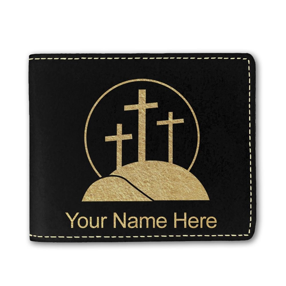 Custom Engraved Faux Leather Wallet with Calvary Cross Design - Perfect for Gifts, Travel & Everyday Use
