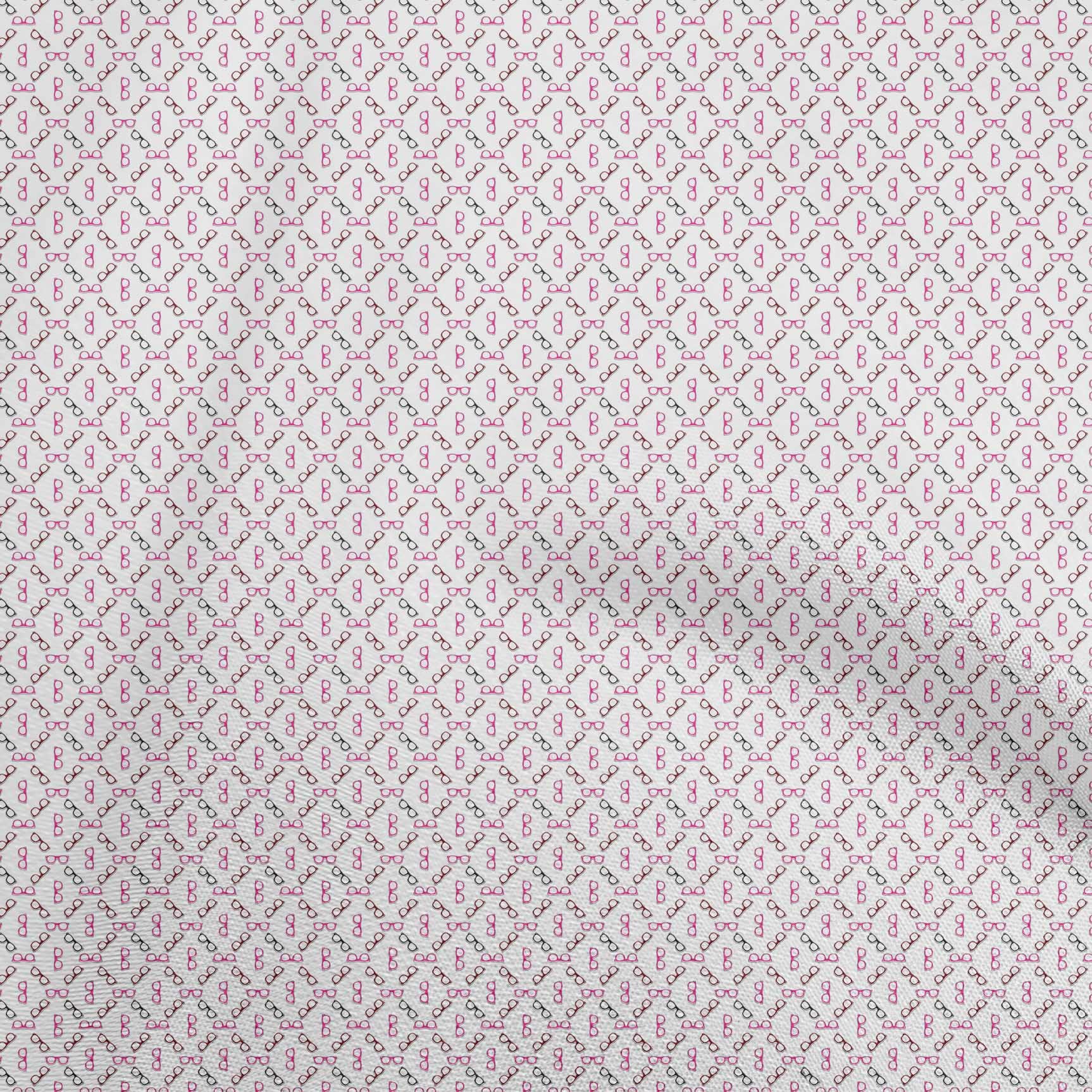 oneOone Cotton Flex Fuschia Pink Fabric - 40 Inch Wide Eyeglasses Print Dress Material by The Yard | Perfect for DIY Dresses, Quilting & Home Decor Projects