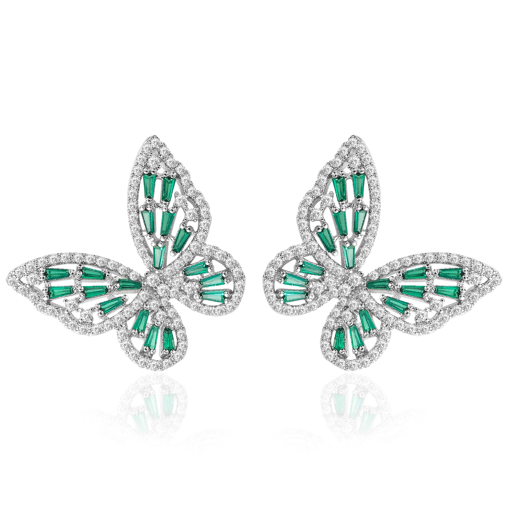 Sparkling Rhinestone Butterfly Bow Earrings for Women - Gold & Silver Cubic Zirconia Stud Drop Dangle Jewelry | Hypoallergenic Sterling Silver CZ Earrings for Valentine's Day, Prom, Wedding, Brides & Mothers | Perfect for Date Nights, Parties & Special Occasions