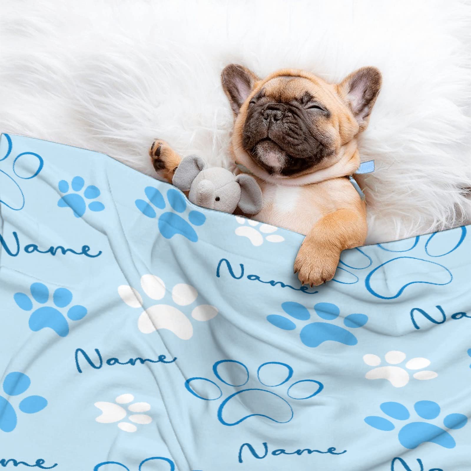 Custom Pet Name Personalized Dog Blanket - Soft Flannel Throw Blanket with Paw Prints | Extra Large 120x90 Inch | Perfect Gift for Dog Lovers | Cozy for Couch, Bed & Travel