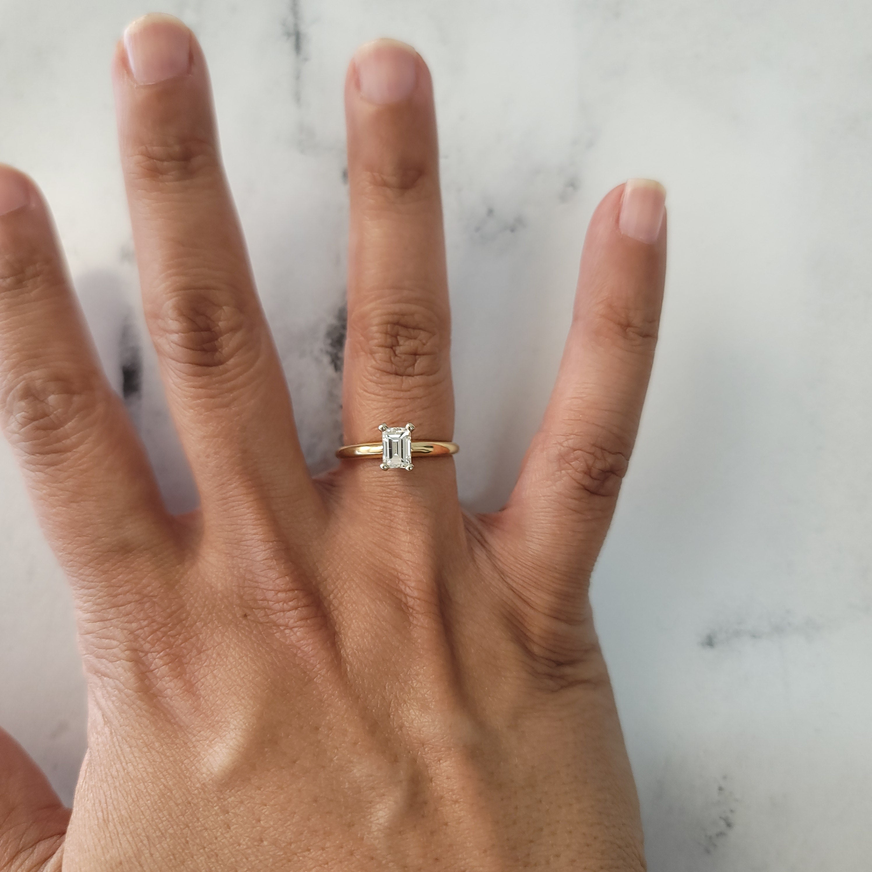 Emerald Cut Diamond Solitaire Engagement Ring - 14K White Gold Wedding Band for Women | Perfect Proposal Gift, Anniversary Jewelry & Bridal Accessories