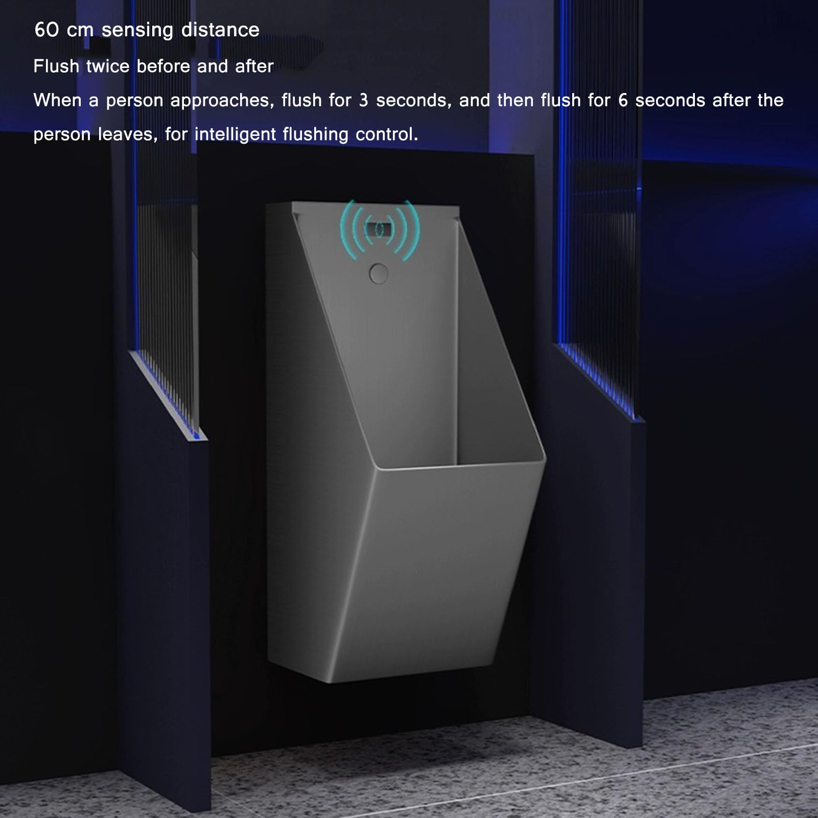High-Efficiency Automatic Sensor Urinal - Stainless Steel Wall-Mounted Flushing Toilet for Bathroom & Public Restrooms | Water-Saving Touchless Design with Flush Valve & Deodorant | Ideal for Commercial Buildings, Offices, and High-Traffic Restrooms