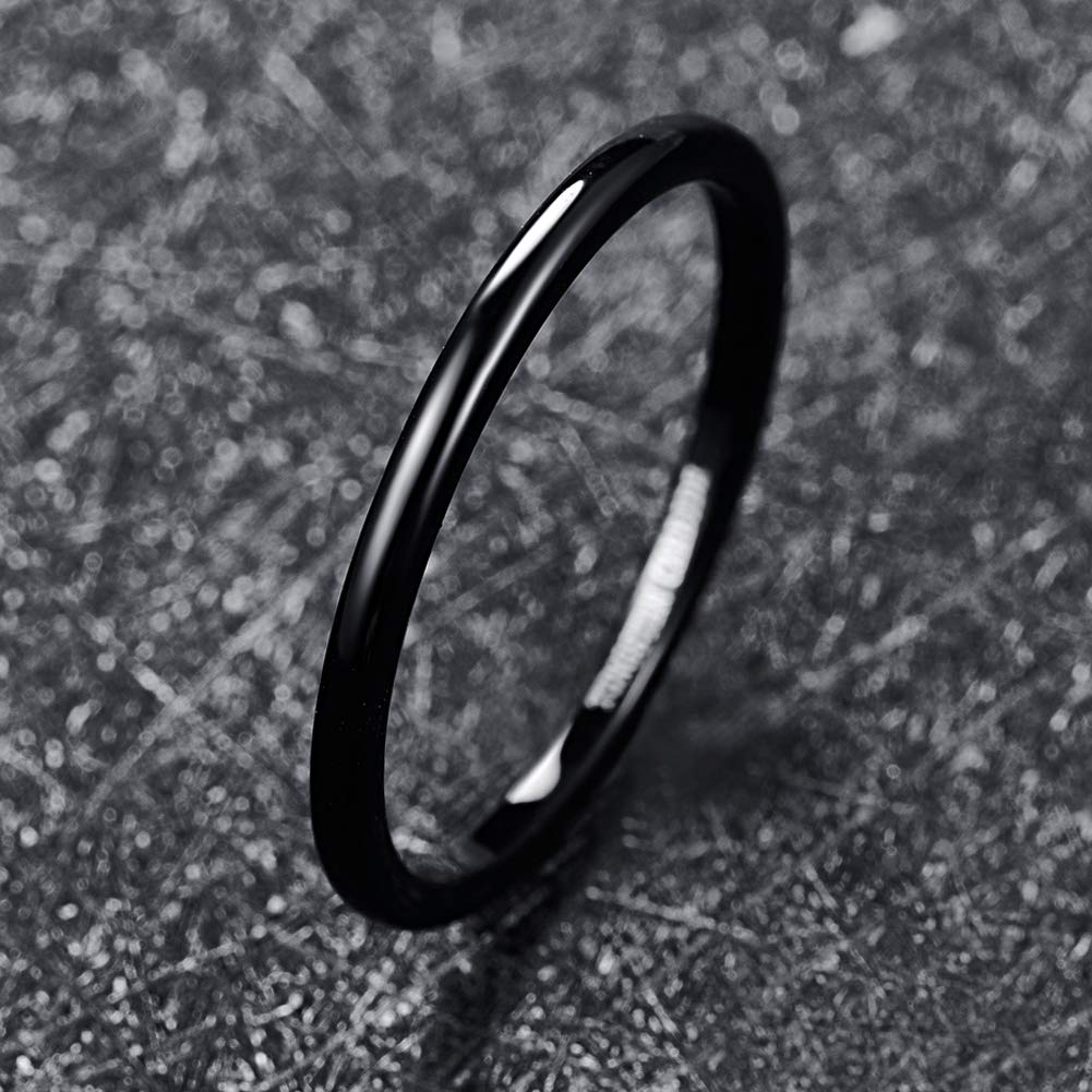 VAKKI 2mm Tungsten Carbide Wedding Ring for Women - Black, Blue, Silver Domed Comfort Fit Band - Sizes J1/2 to Y - Perfect for Engagement, Anniversary & Everyday Wear