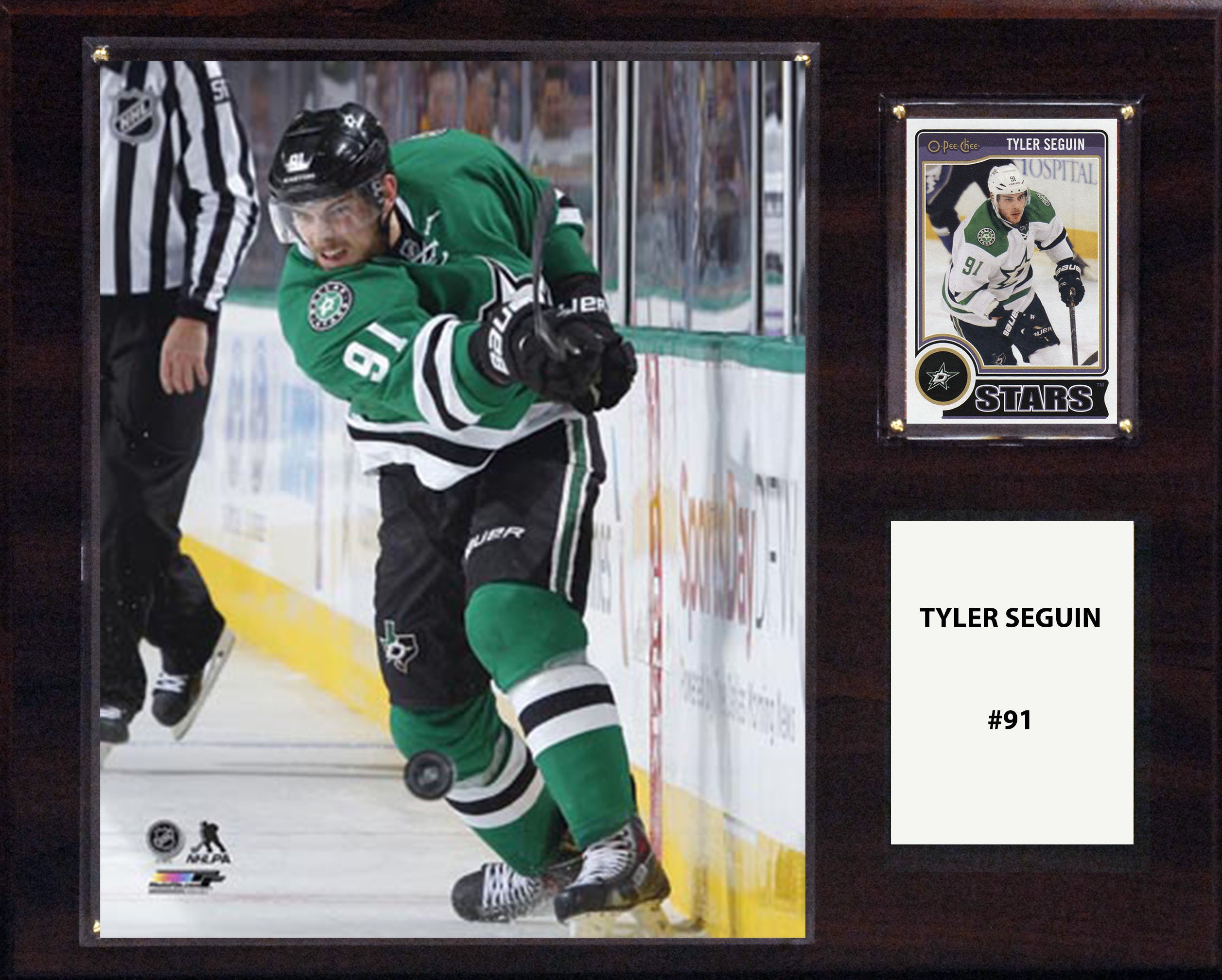 Authentic NHL Dallas Stars Tyler Seguin Player Plaque - 12 x 15 Inch Wooden Wall Decor for Hockey Fans - Perfect for Man Cave, Sports Bar & Game Room Decorations